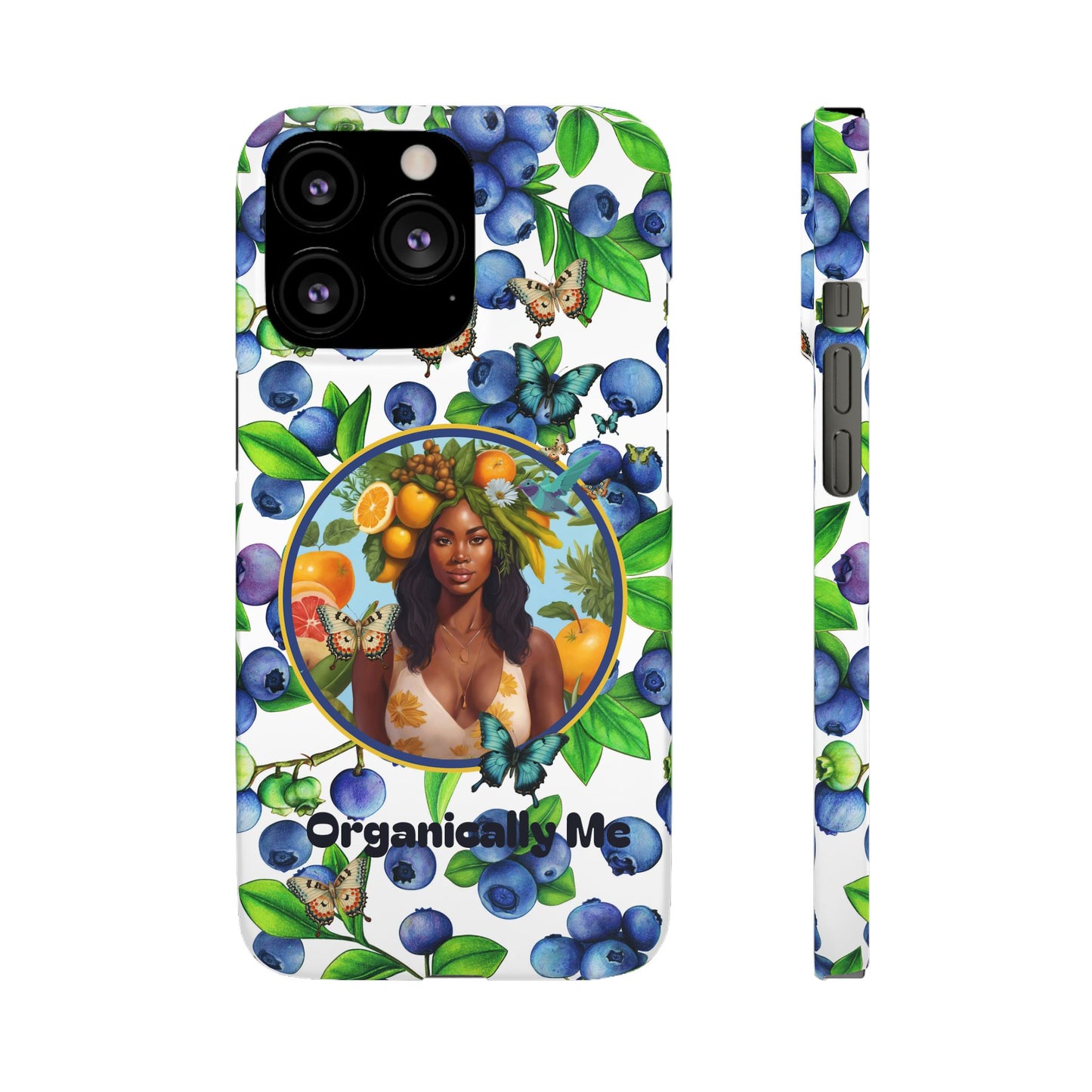 Organically Me Blueberry Plant B Garden Snap Phone Case with Black Woman, for iPhone and Android