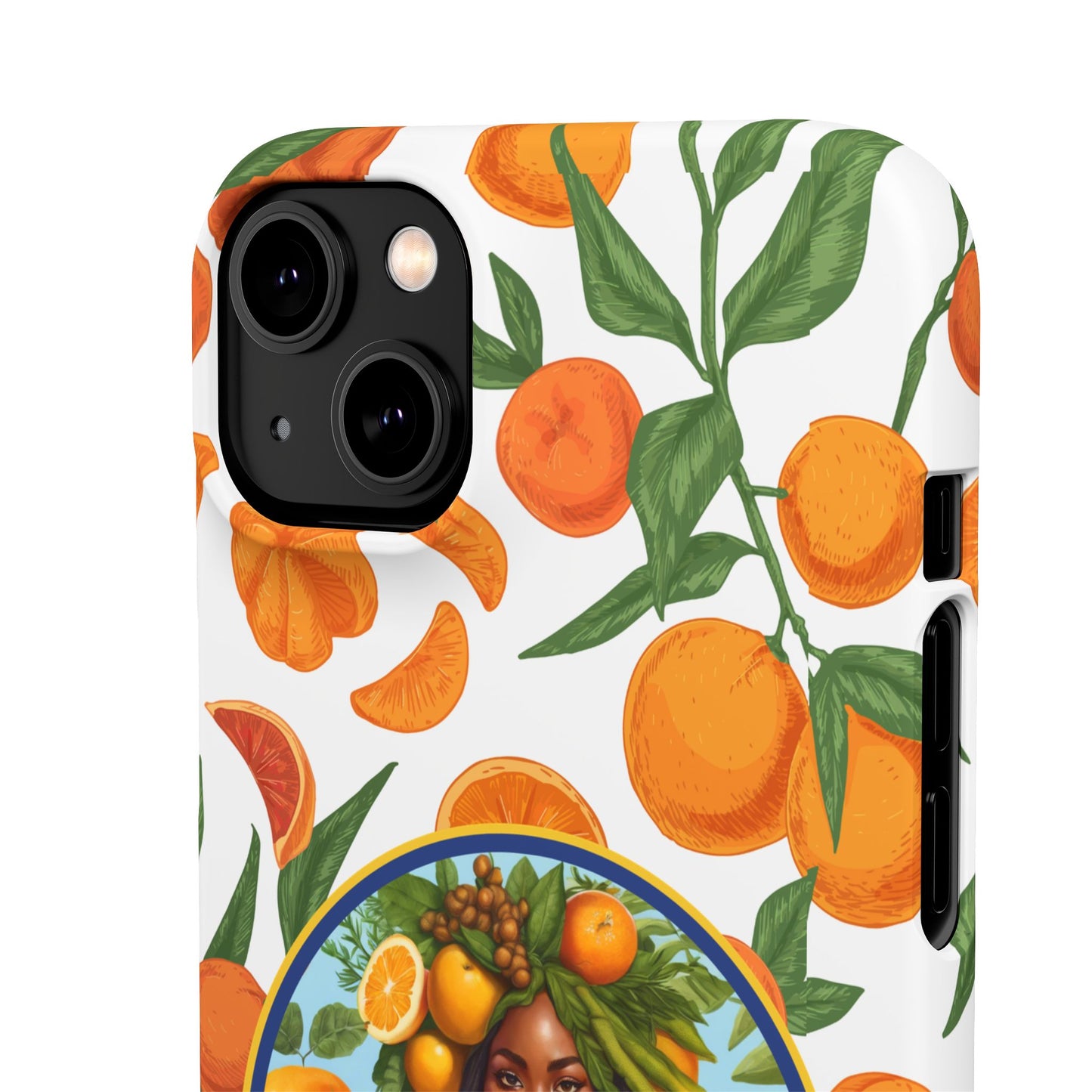 100% Organic Orange Plant Garden Snap Phone Case with Black Woman, Veggie Chic for Androids and iPhone models
