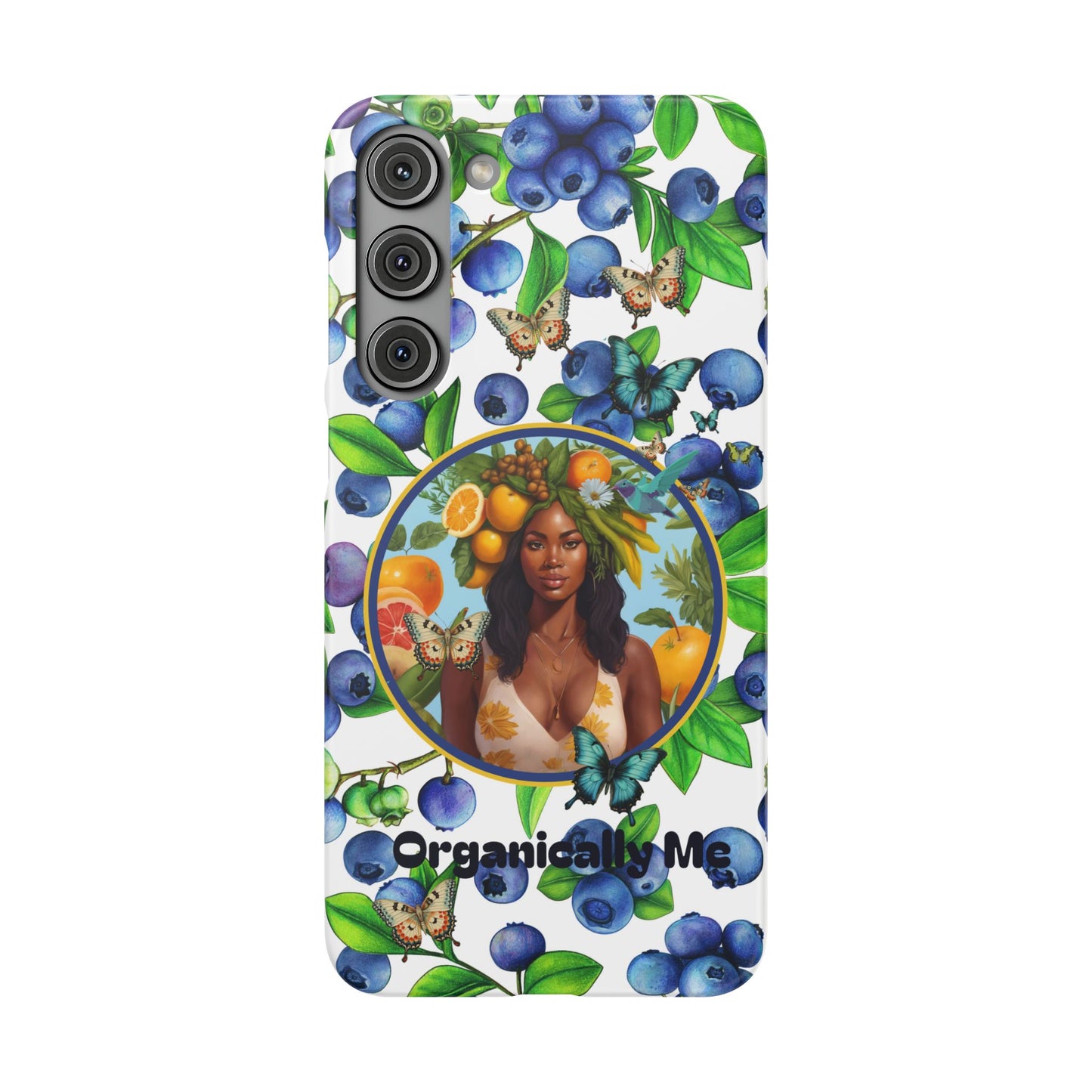 Organically Me Blueberry Plant B Garden Snap Phone Case with Black Woman, for iPhone and Android