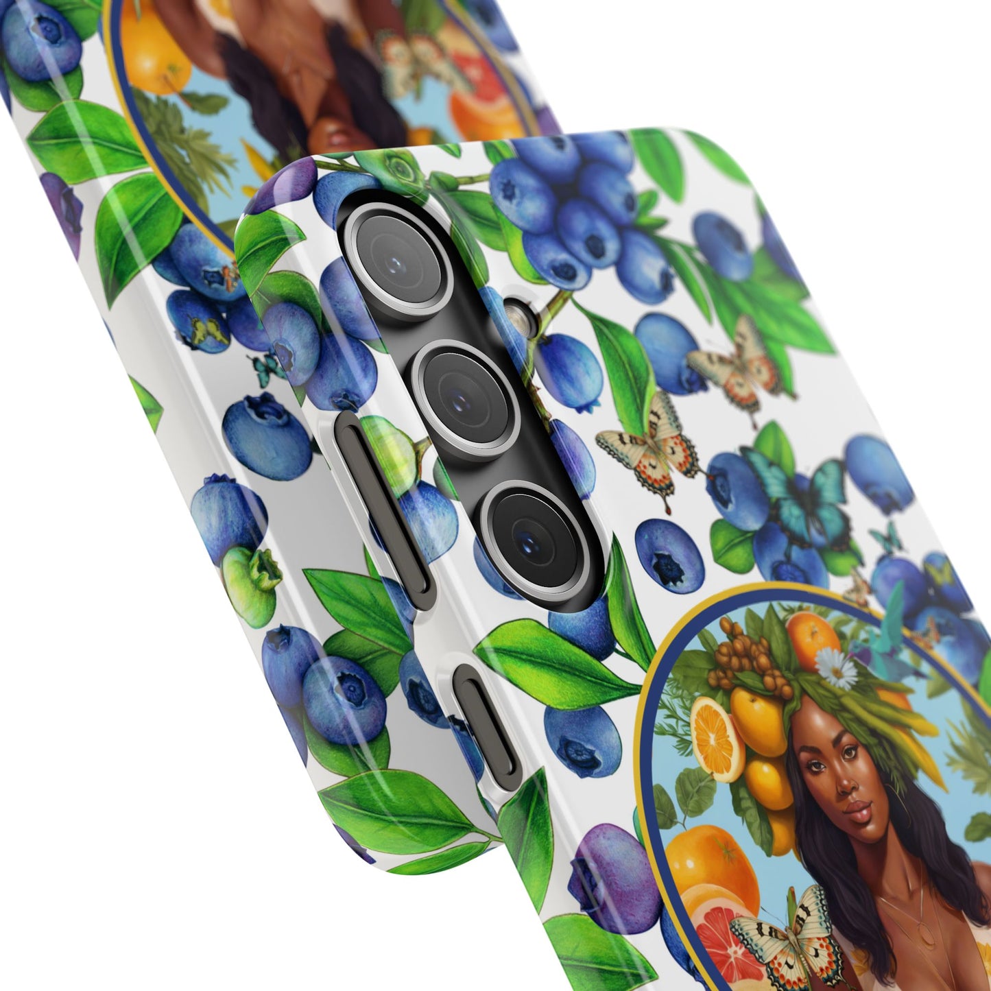 Organically Me Blueberry Plant B Garden Snap Phone Case with Black Woman, for iPhone and Android