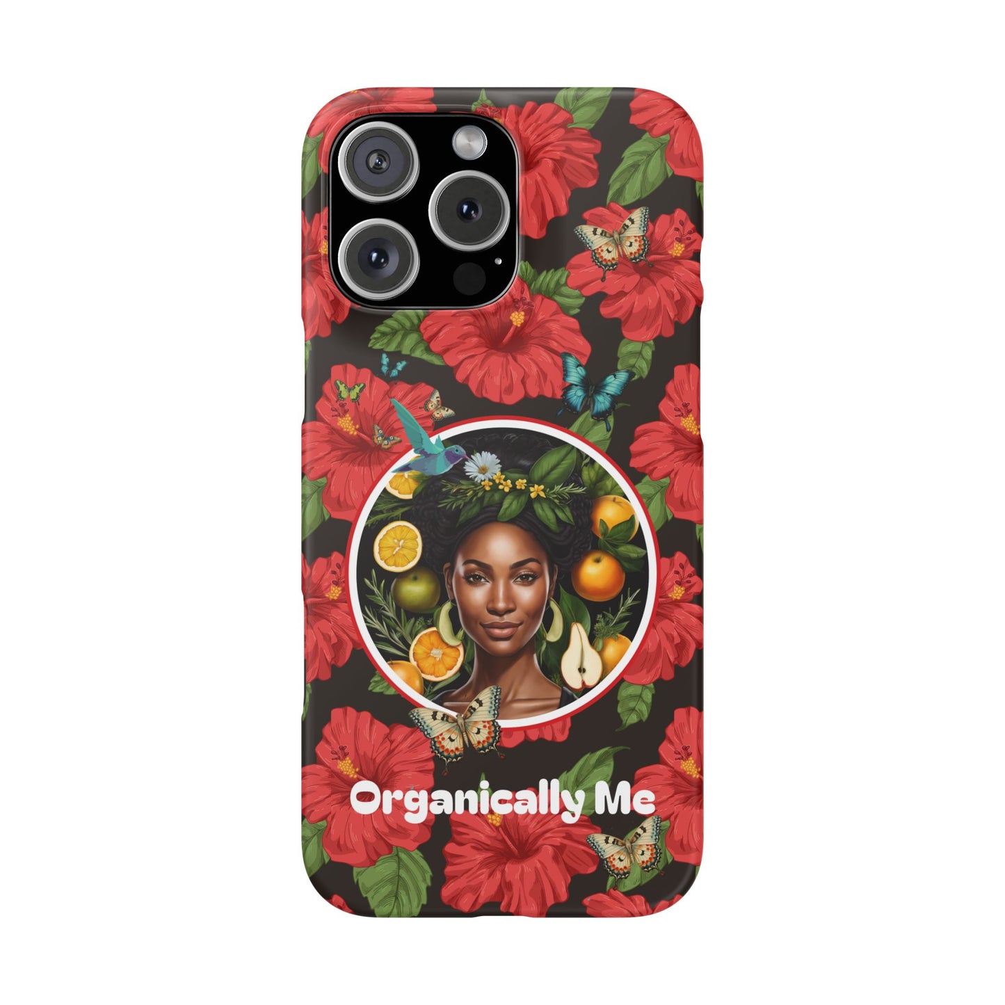 Organically Me Red and White Hibiscus Plant Garden Snap Phone Case with Black Woman, for iPhone and Android