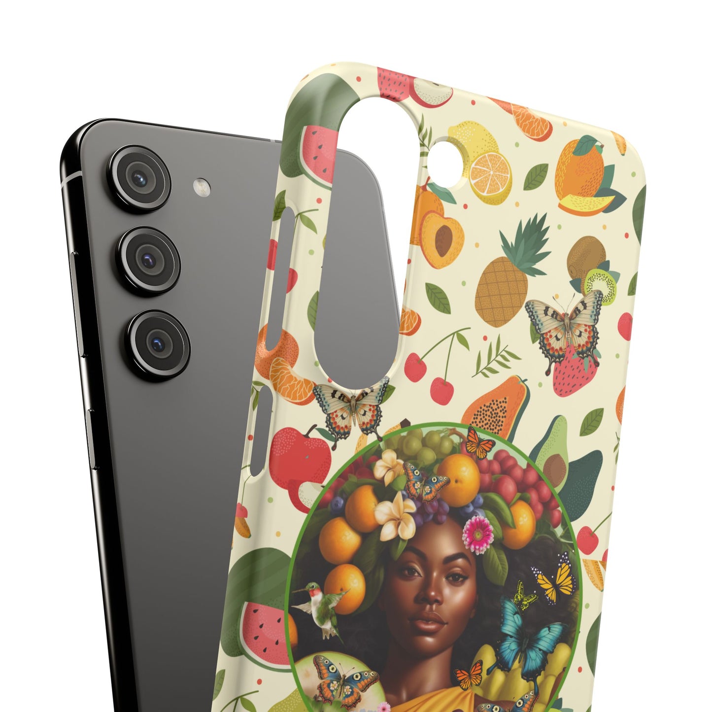 Organically Me Fruit & Veggie Queen Plant Garden Snap Phone Case with Black Woman, for iPhone and Android