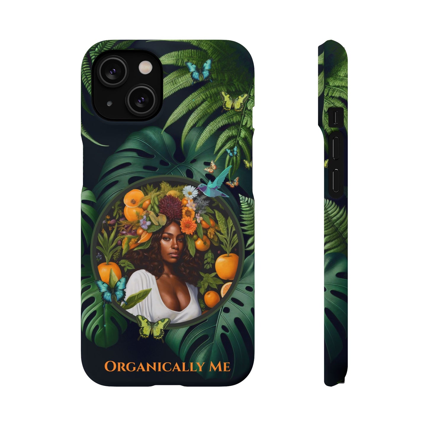 100% Organic A Fern Monstera Plant Garden Snap Phone Case with Black Woman, for iPhone and Android Models