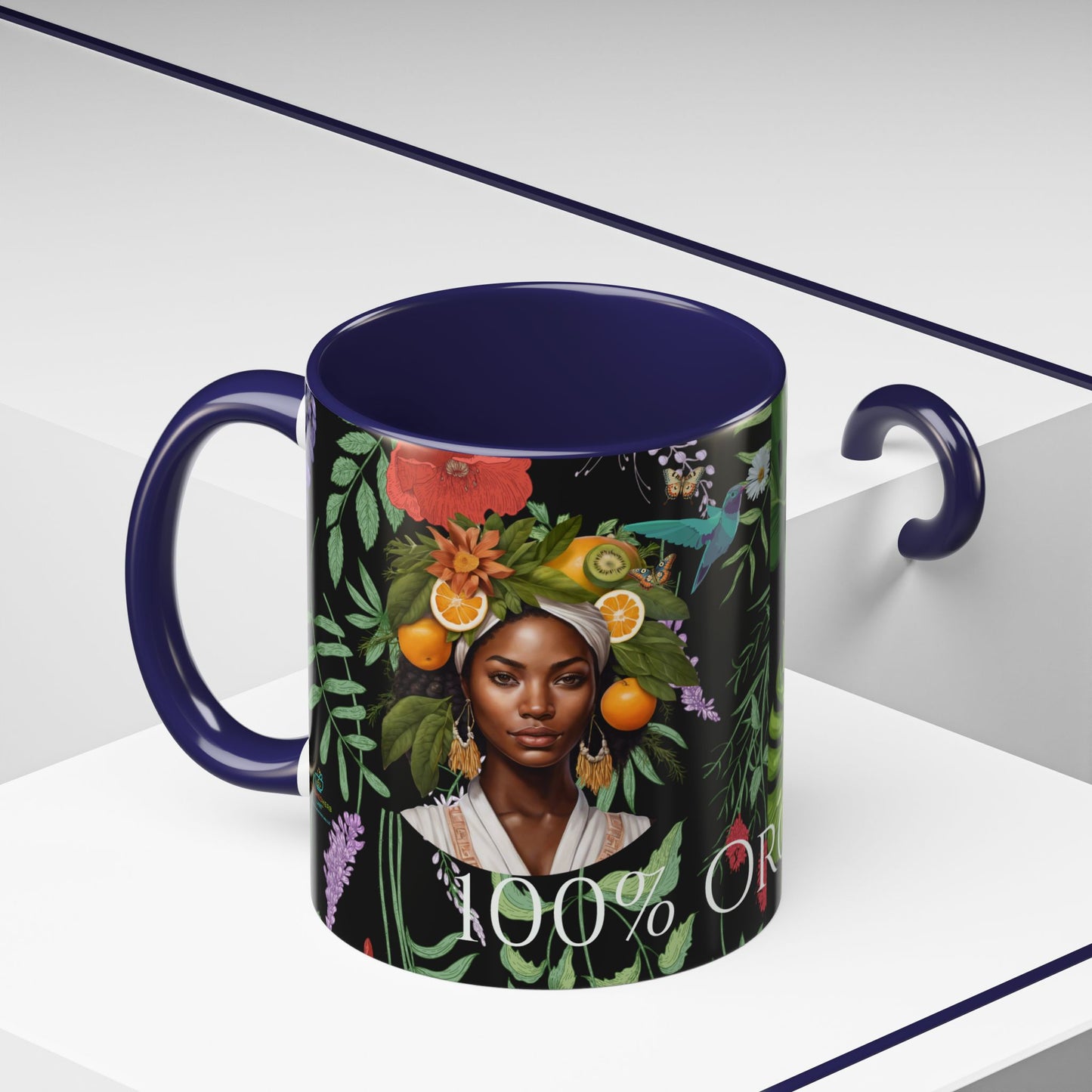 100% Organic Black Jungle Plant Garden Vegan Ceramic Plant Mug with (11oz) 8 Color Combos Double-Side Design