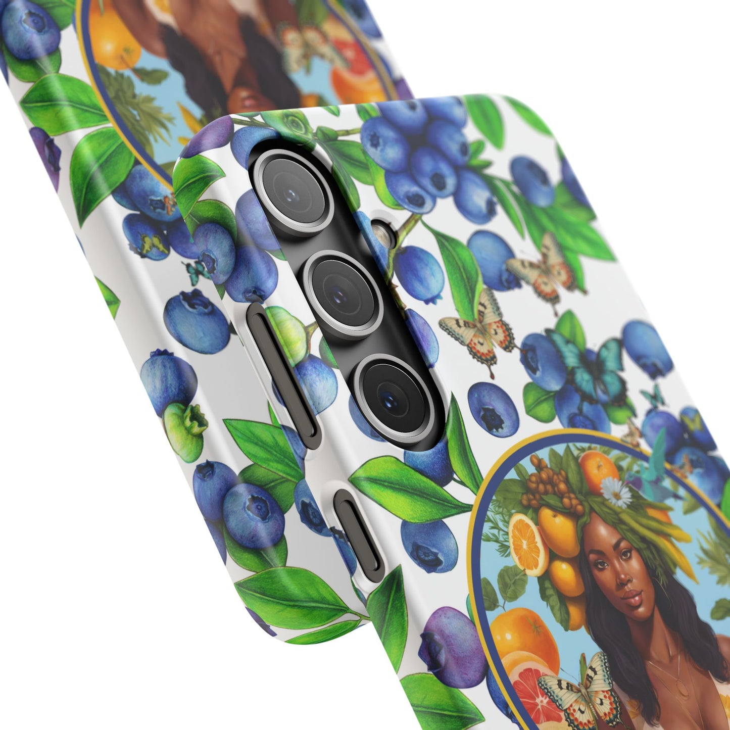 Organically Me Blueberry Plant B Garden Snap Phone Case with Black Woman, for iPhone and Android