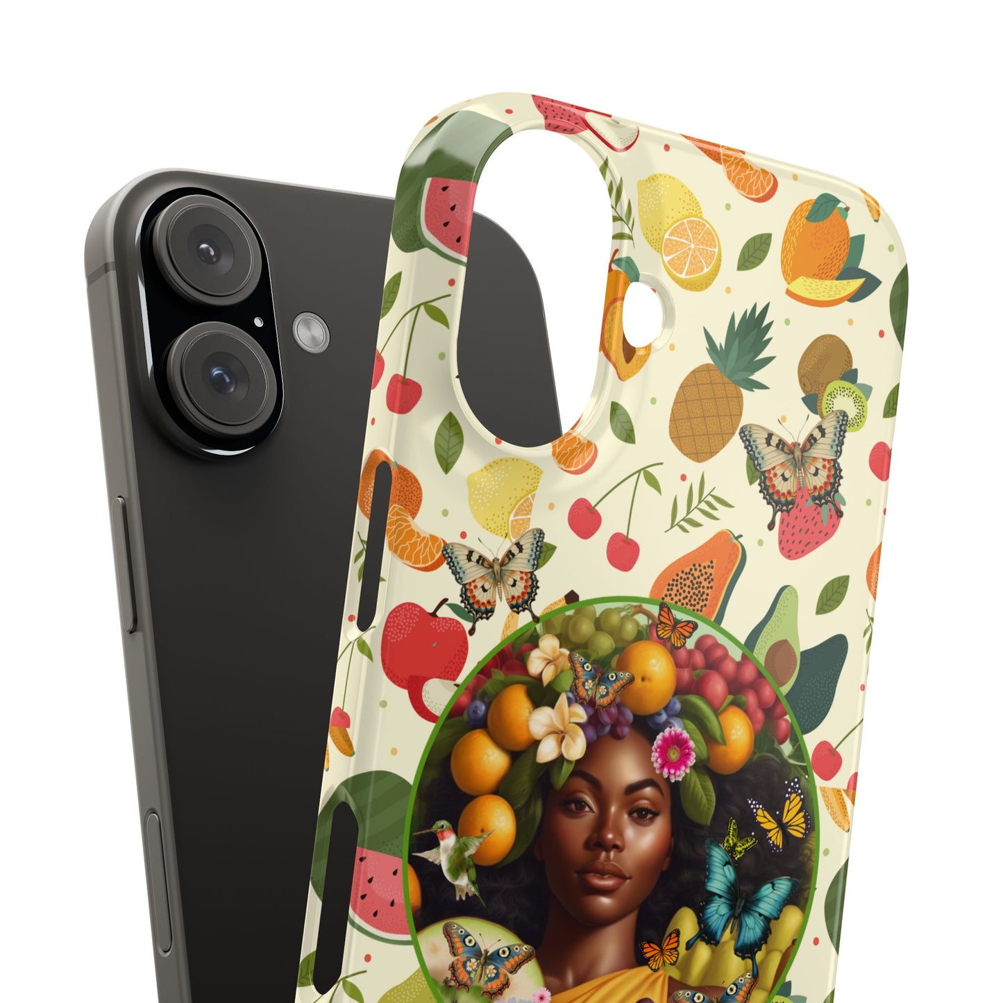 Organically Me Fruit & Veggie Queen Plant Garden Snap Phone Case with Black Woman, for iPhone and Android