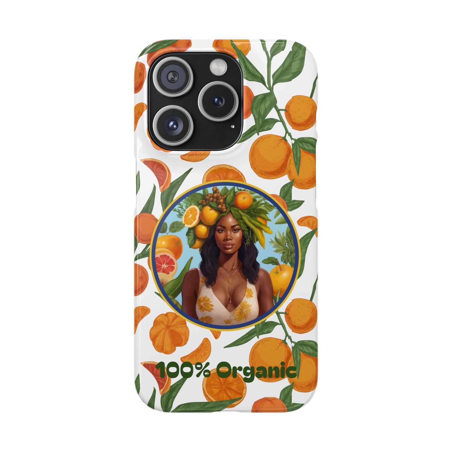 100% Organic Orange Plant Garden Snap Phone Case with Black Woman, Veggie Chic for Androids and iPhone models