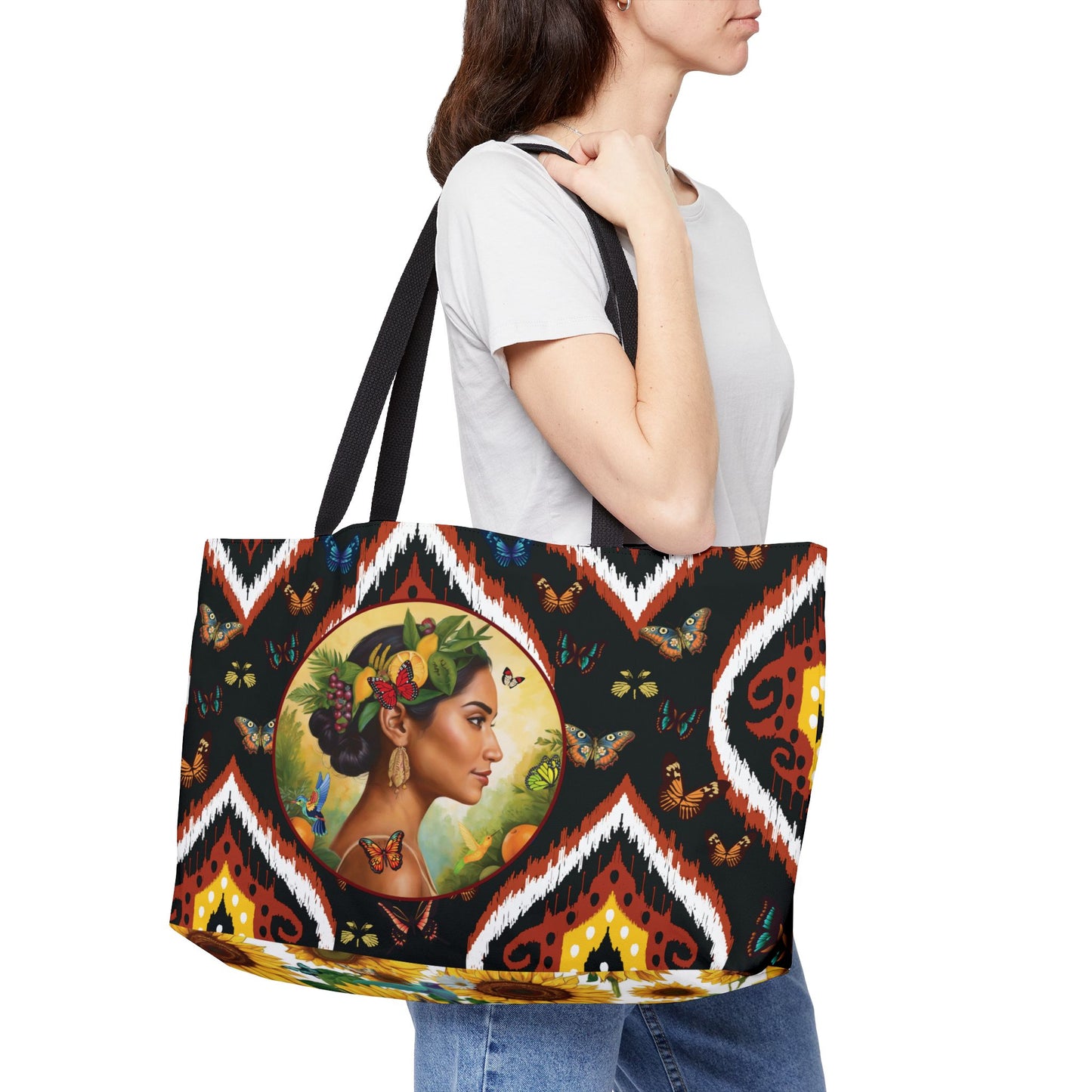 Organically Me B2Tribal Butterfly Monarch Queen Karmon Garden & Plant-themed Weekender Tote Bag, workout bag, yoga bag