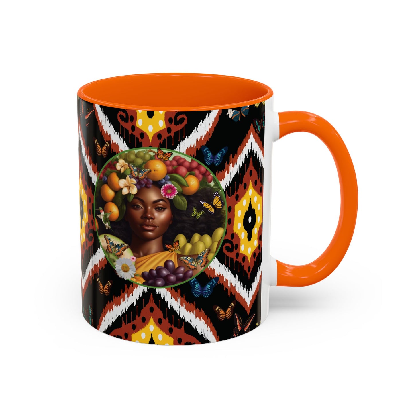 Organically Me A.1 Tribal Butterfly Plant Garden Vegan Ceramic Plant Mug with Black woman (11oz) 8 Color Combos