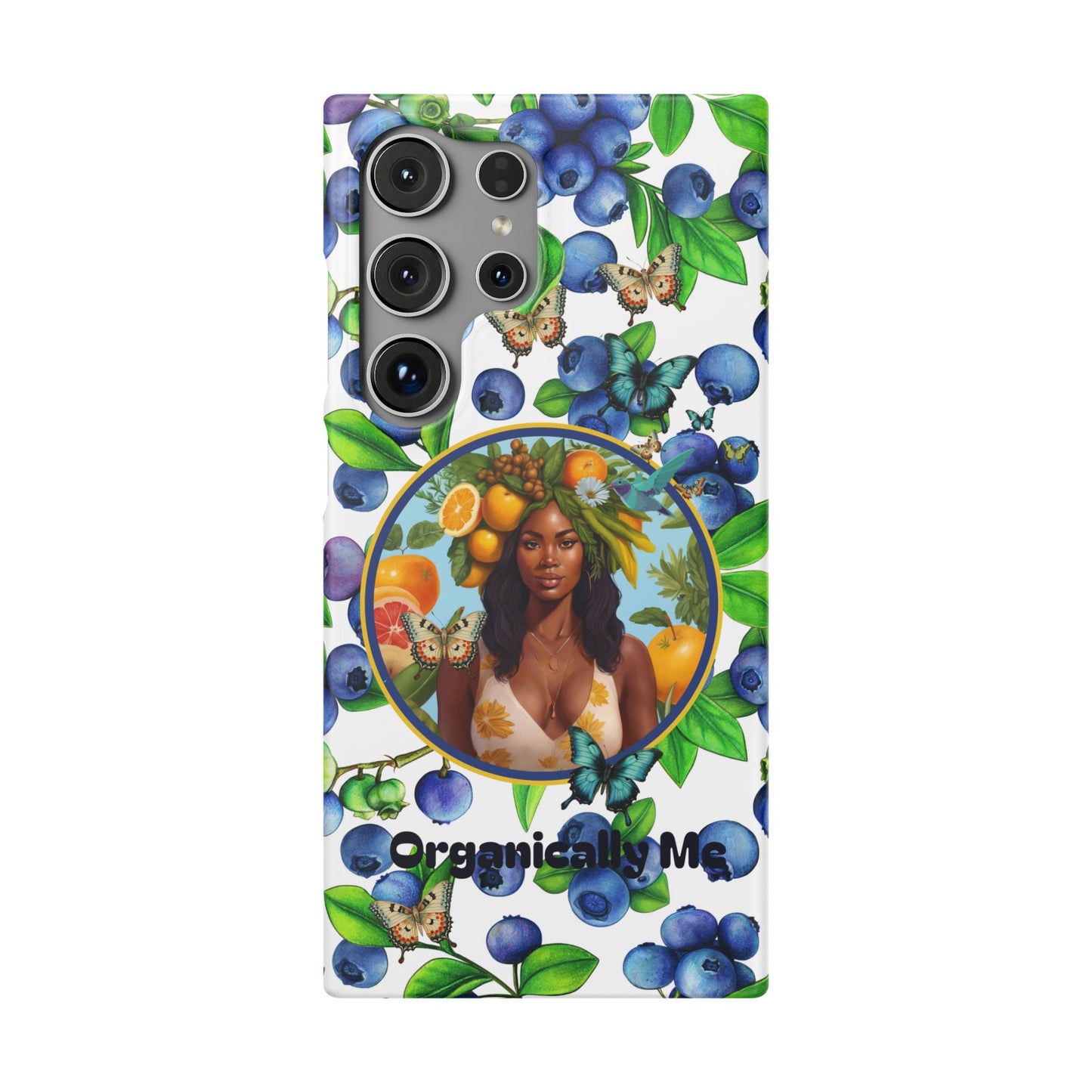 Organically Me Blueberry Plant B Garden Snap Phone Case with Black Woman, for iPhone and Android
