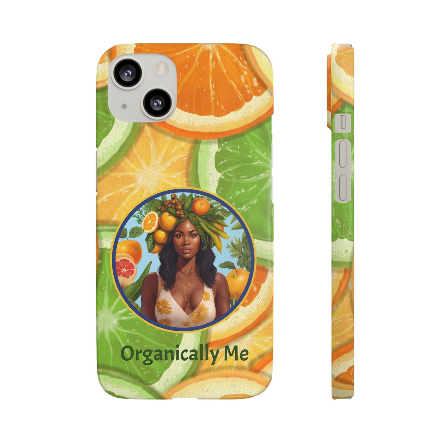 Organically Me Citrus Fruits Garden Snap Phone Case with Black Woman, Veggie Chic for Androids and iPhone models