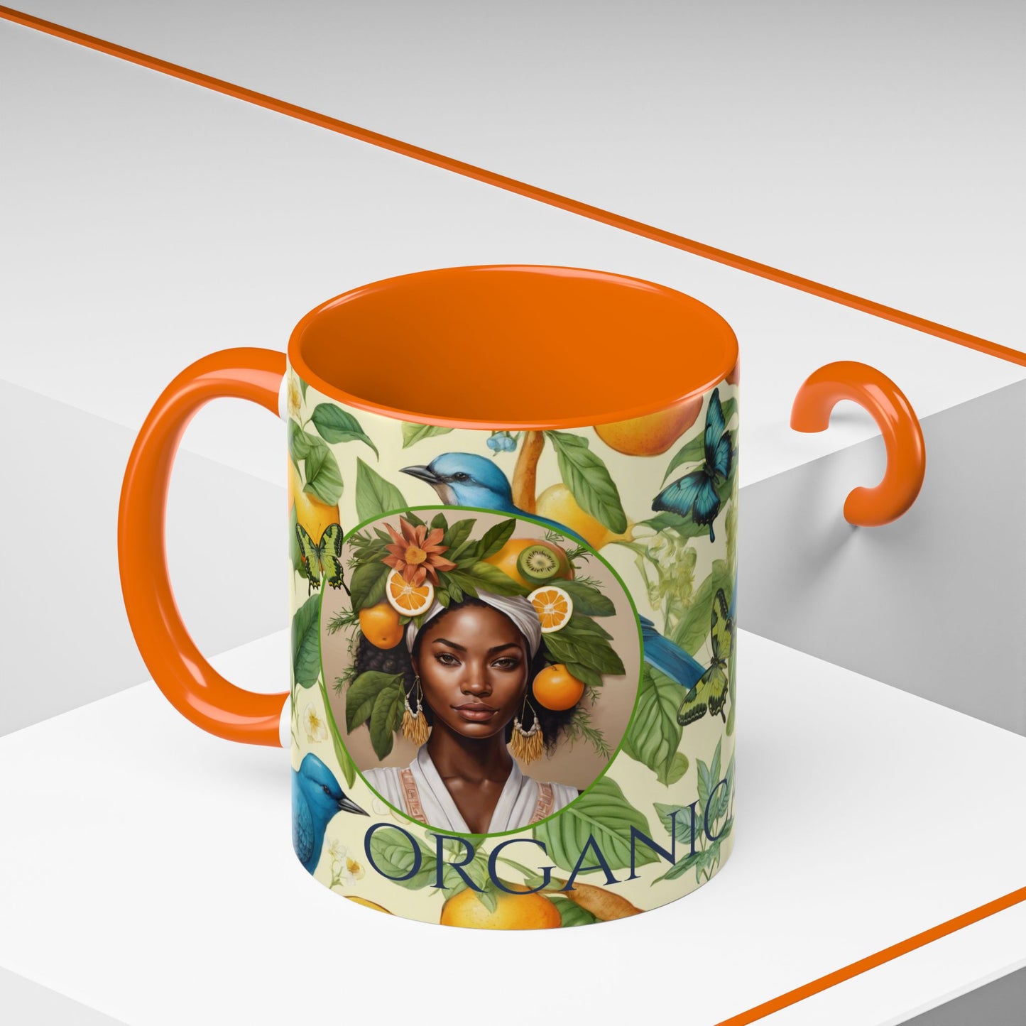 Organically Me A Lemon Bluebird Plant Garden Vegan Ceramic Plant Mug with Black woman (11oz) 8 Color Combos