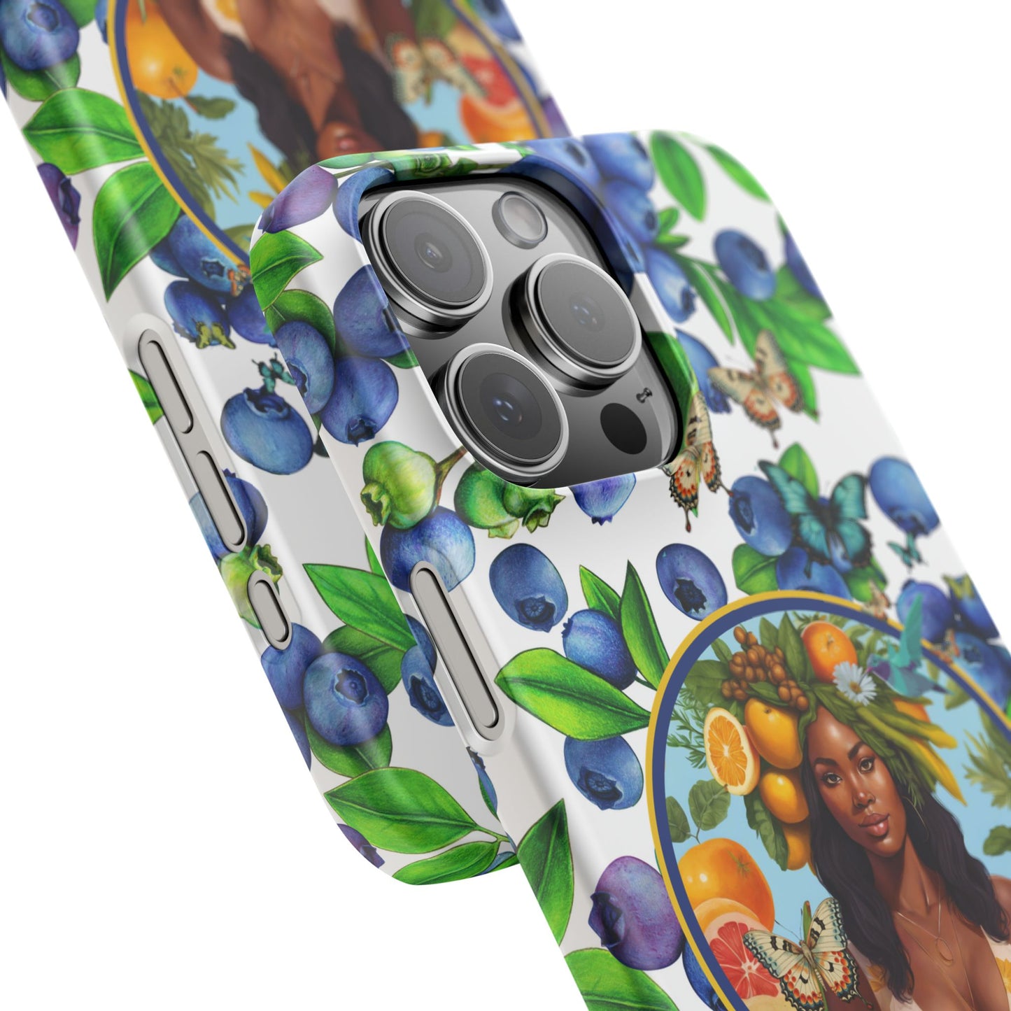 Organically Me Blueberry Plant B Garden Snap Phone Case with Black Woman, for iPhone and Android