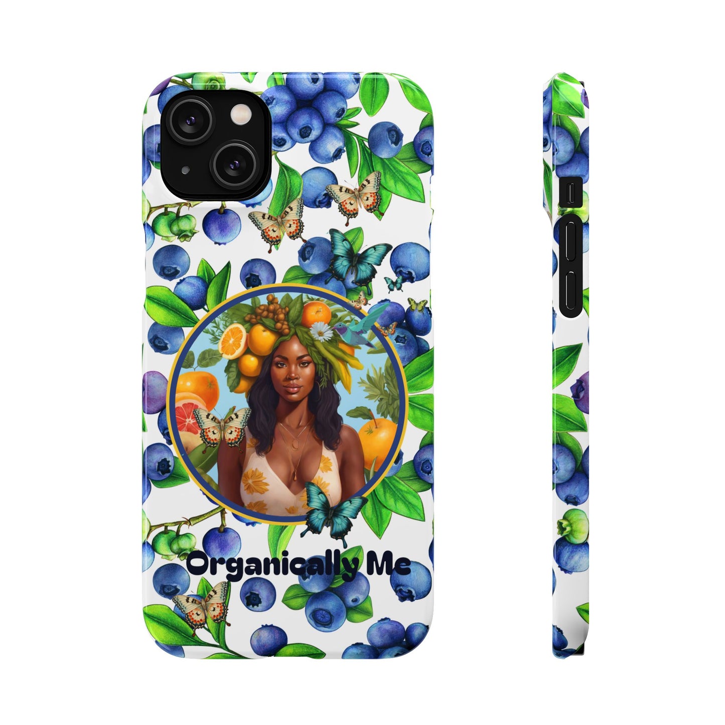 Organically Me Blueberry Plant B Garden Snap Phone Case with Black Woman, for iPhone and Android