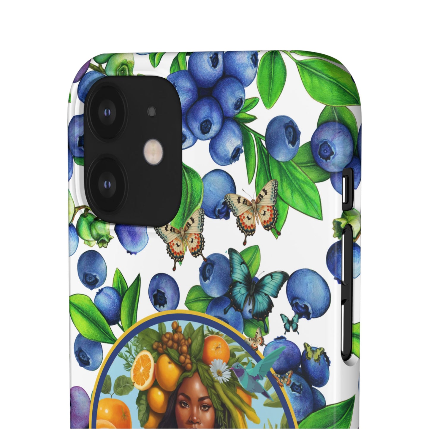 Organically Me Blueberry Plant B Garden Snap Phone Case with Black Woman, for iPhone and Android