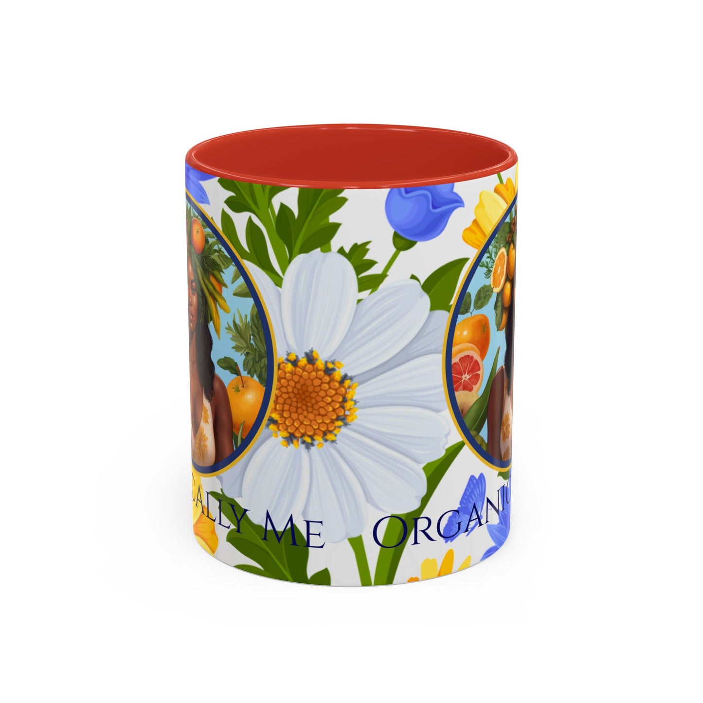 Organically Me Blue & Yellow Daisy Joyce Plant Garden Vegan Ceramic Plant Mug with Black woman (11oz) 8 Color Combos