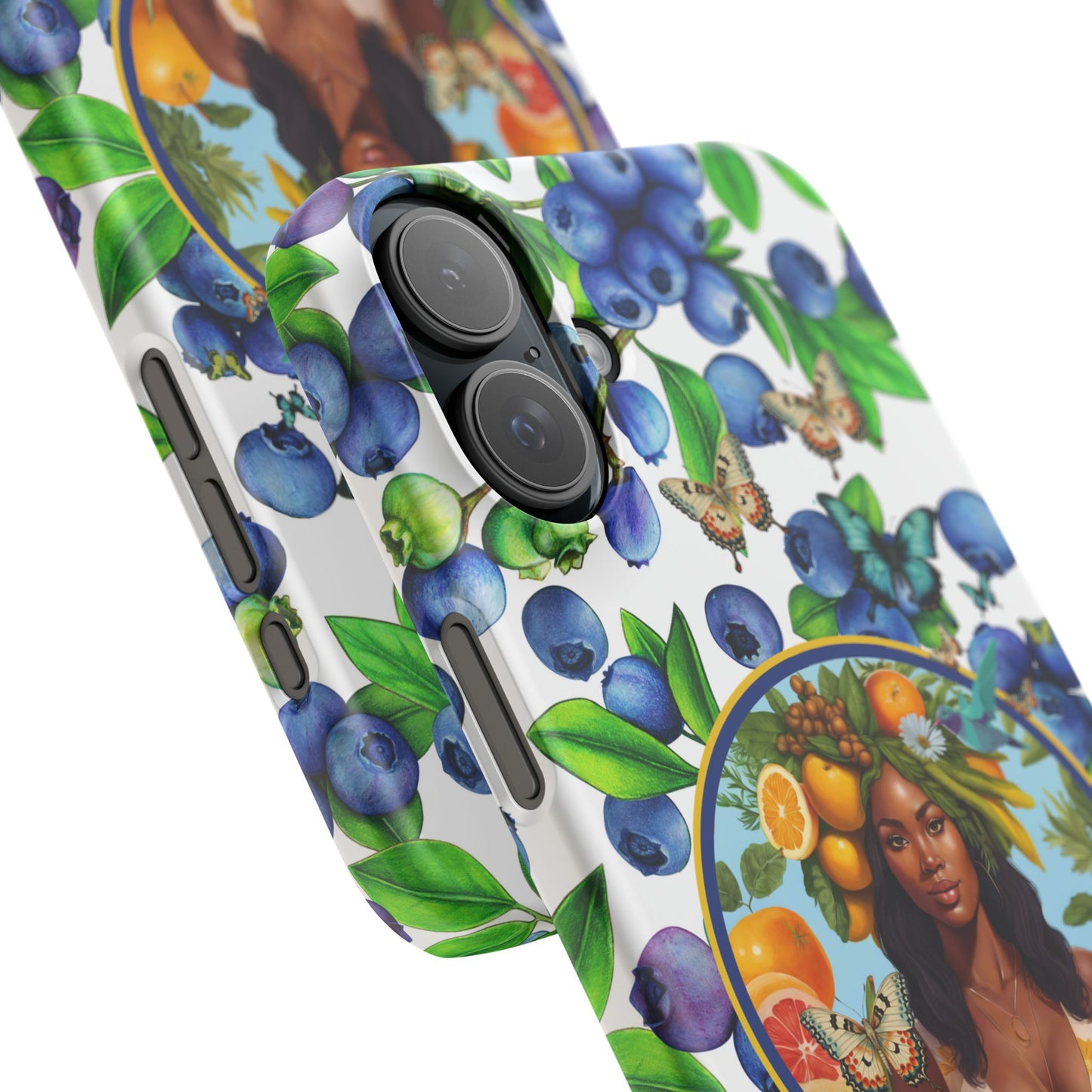 Organically Me Blueberry Plant B Garden Snap Phone Case with Black Woman, for iPhone and Android