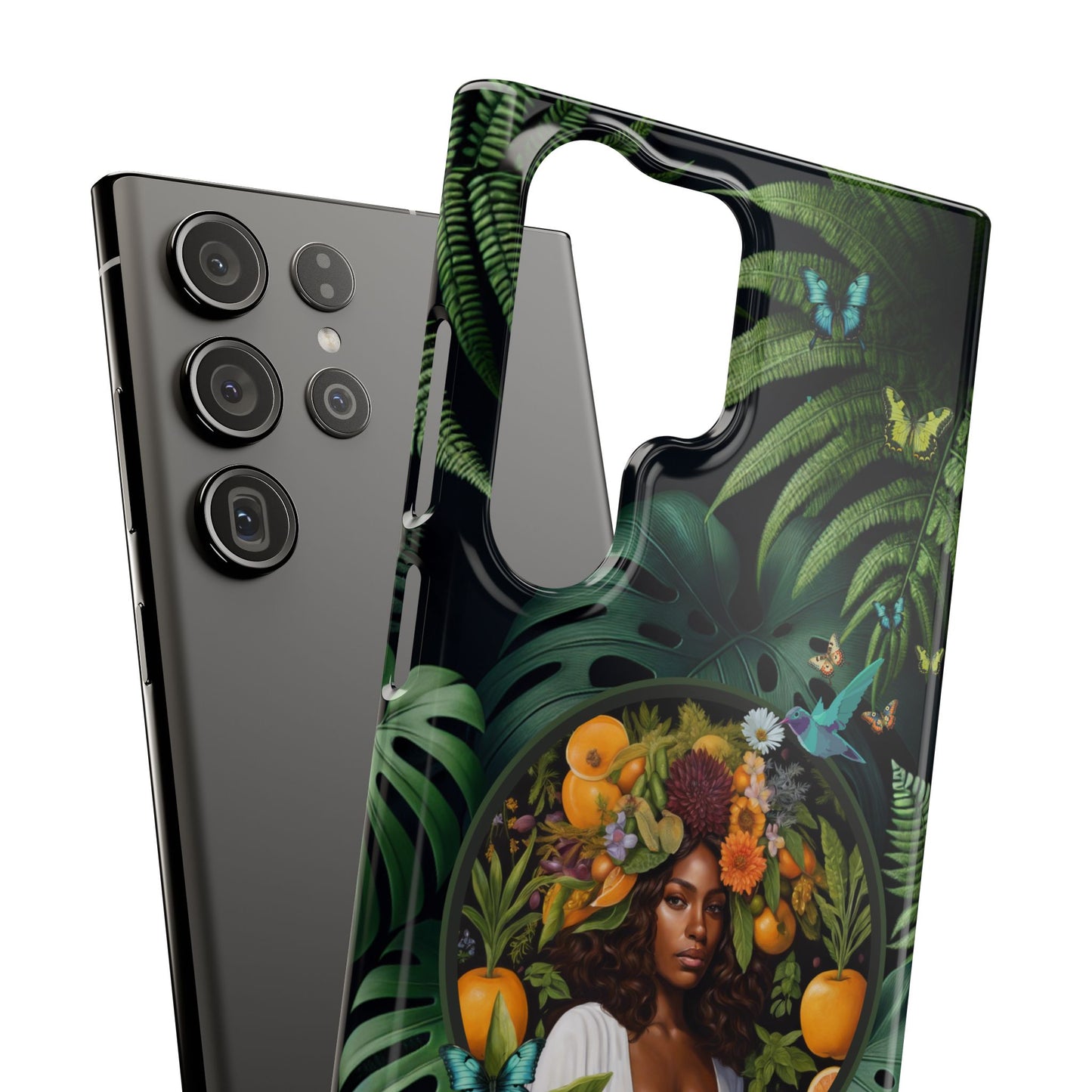 100% Organic A Fern Monstera Plant Garden Snap Phone Case with Black Woman, for iPhone and Android Models