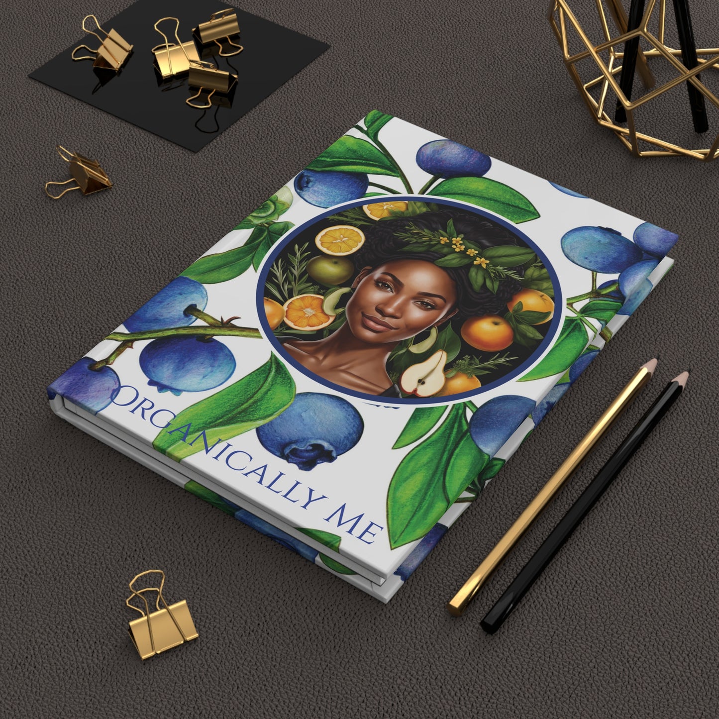 Organically Me Blueberry Plant, Garden & Vegan Hardcover Journal, Matte 150 pages, Black women