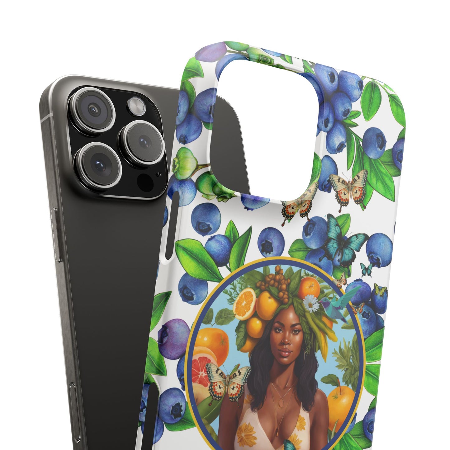 Organically Me Blueberry Plant B Garden Snap Phone Case with Black Woman, for iPhone and Android