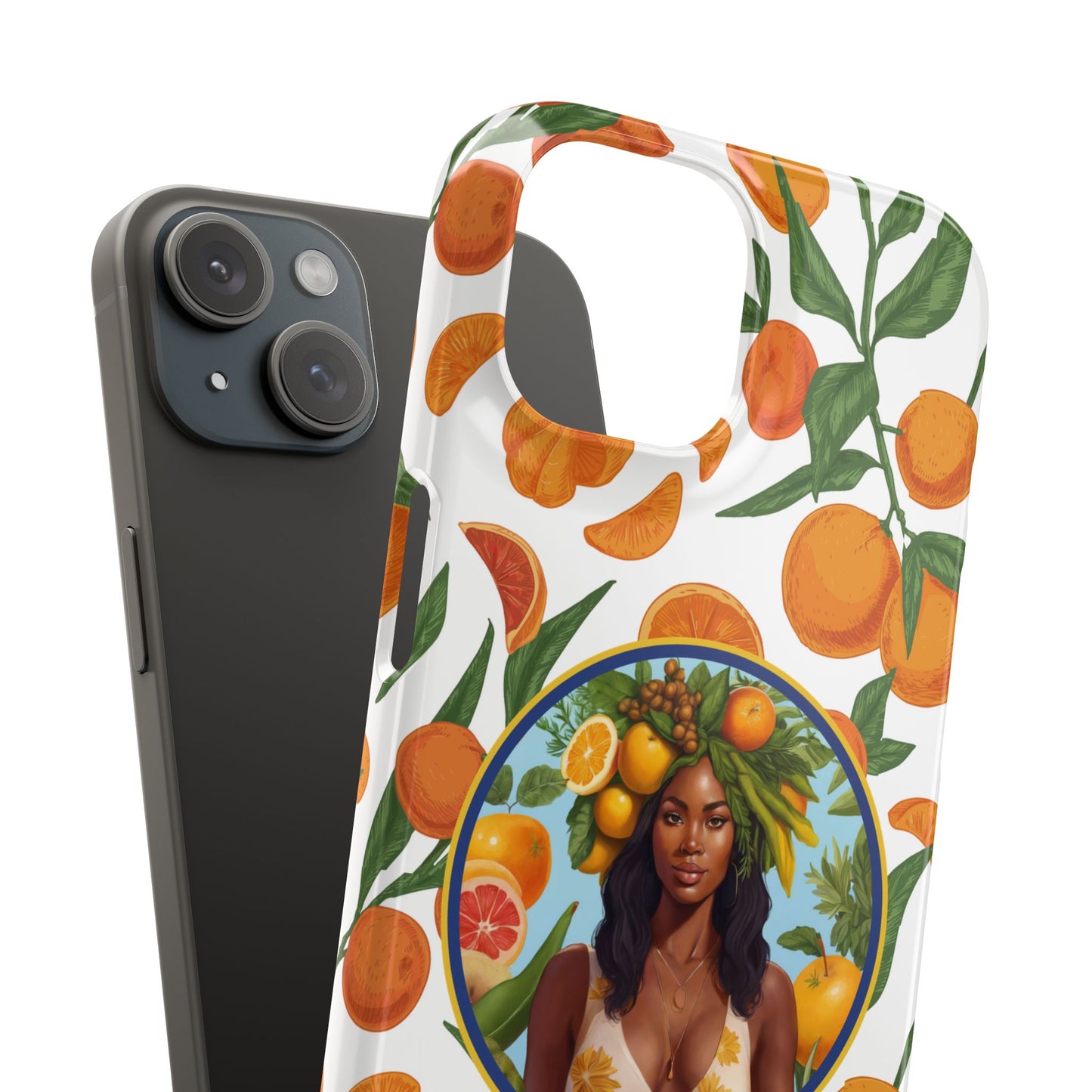100% Organic Orange Plant Garden Snap Phone Case with Black Woman, Veggie Chic for Androids and iPhone models