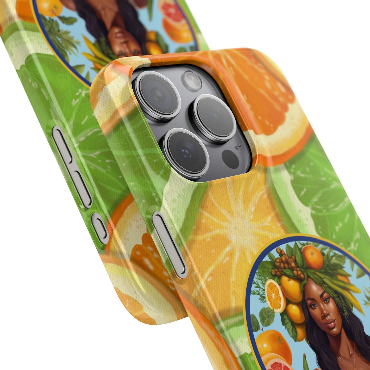Organically Me Citrus Fruits Garden Snap Phone Case with Black Woman, Veggie Chic for Androids and iPhone models