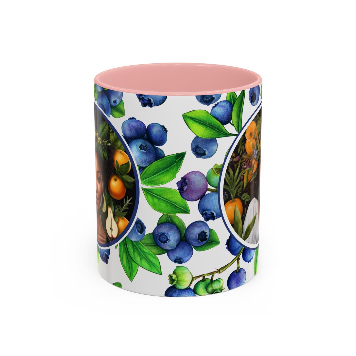 Organically Me Blueberry Plant Garden Vegan Ceramic Plant Mug with Black woman (11oz) 8 Color Combos