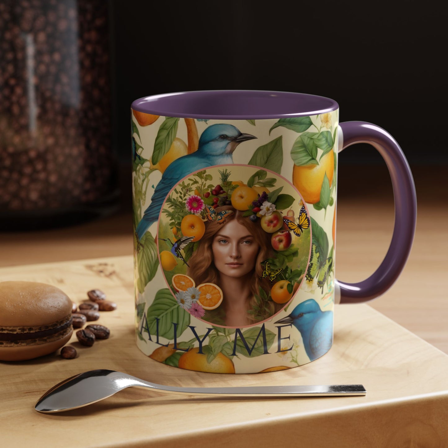 Organically Me A Lemon Bluebird Leda Plant Garden Vegan Ceramic Plant Mug with Black woman (11oz) 8 Color Combos