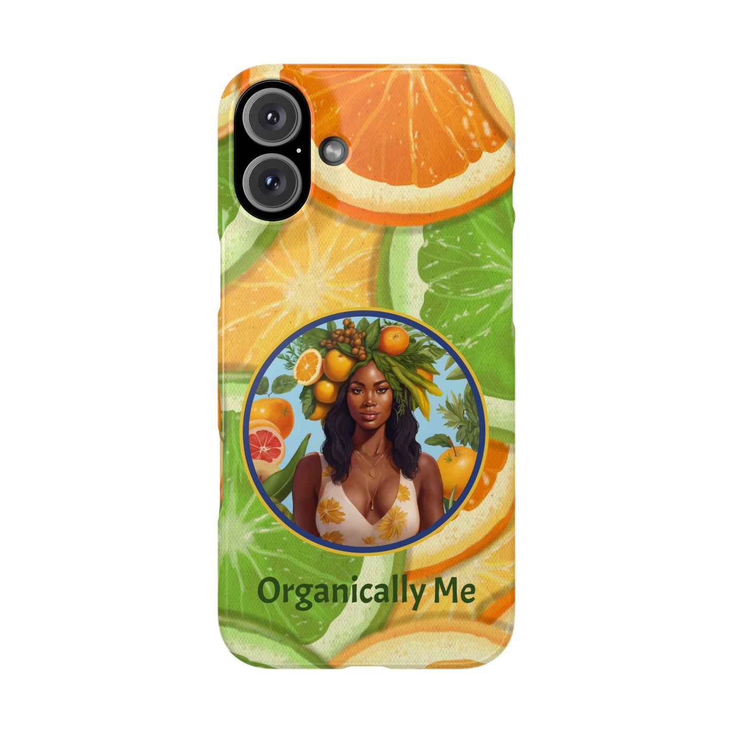 Organically Me Citrus Fruits Garden Snap Phone Case with Black Woman, Veggie Chic for Androids and iPhone models