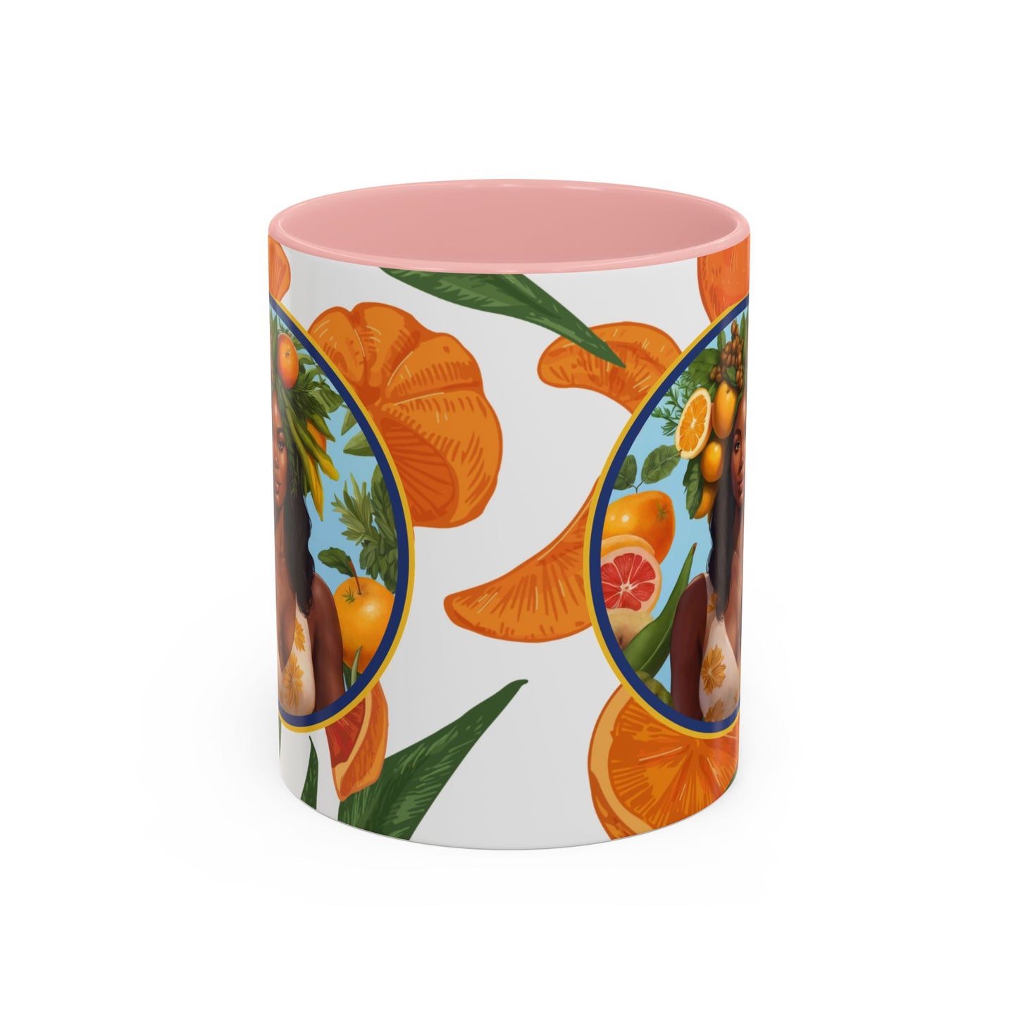 100% Organic Orange Plant Garden Vegan Ceramic Plant Mug with Black woman (11oz) 8 Color Combos