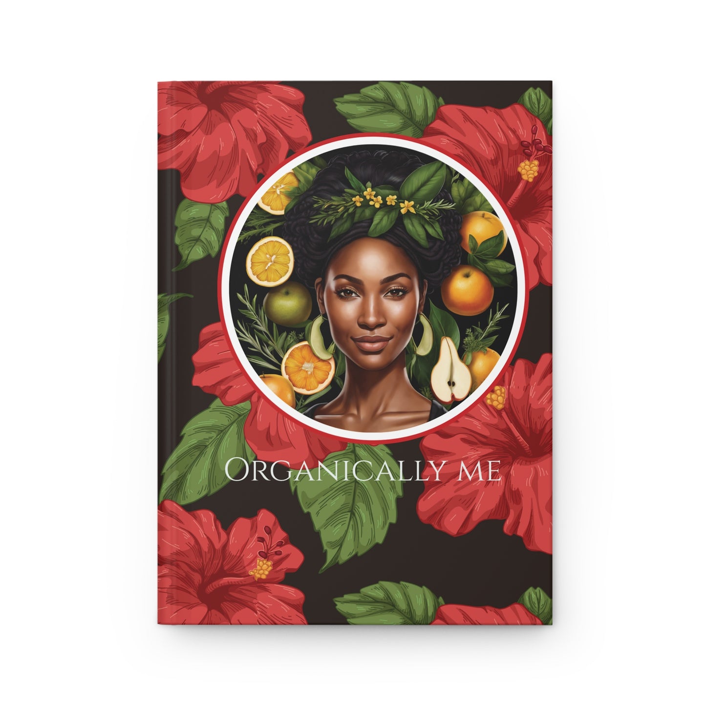 Organically Me Red & White Hibiscus Plant, Garden & Vegan Hardcover Journal, Matte 150 pages, Black women, May be PERSONALIZED