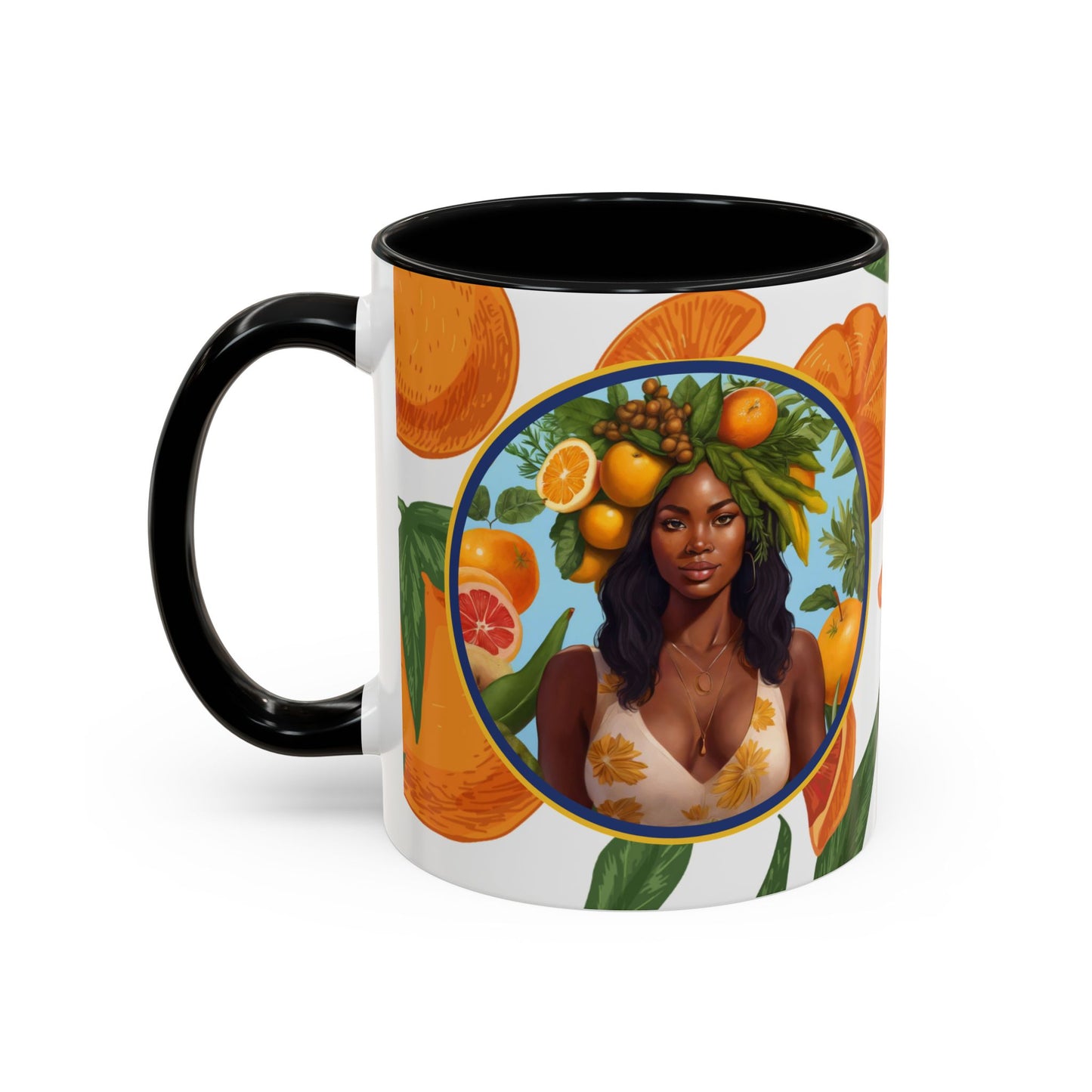 100% Organic Orange Plant Garden Vegan Ceramic Plant Mug with Black woman (11oz) 8 Color Combos
