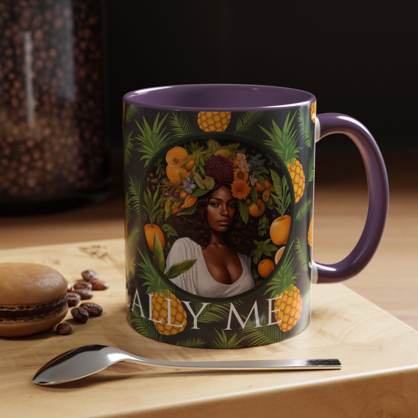 Organically Me A Pineapple Plant Garden Vegan Ceramic Plant Mug with Black woman (11oz)