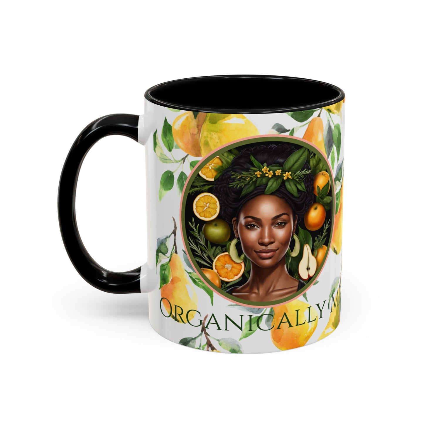 Organically Me Yellow Pear Plant Garden Vegan Ceramic Plant Mug with Black woman (11oz) 8 Color Combos