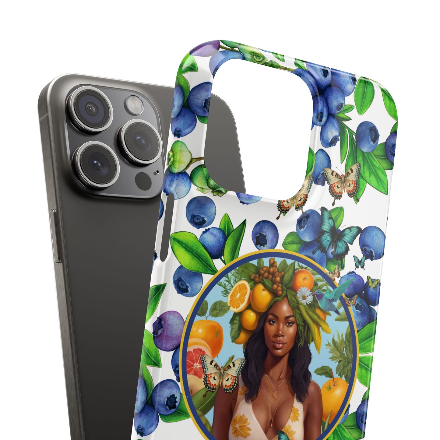 Organically Me Blueberry Plant B Garden Snap Phone Case with Black Woman, for iPhone and Android