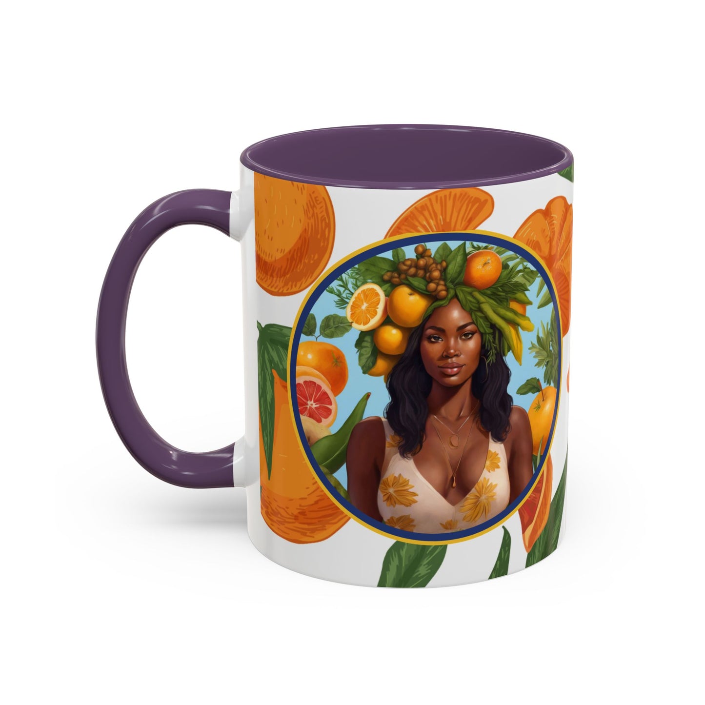 100% Organic Orange Plant Garden Vegan Ceramic Plant Mug with Black woman (11oz) 8 Color Combos