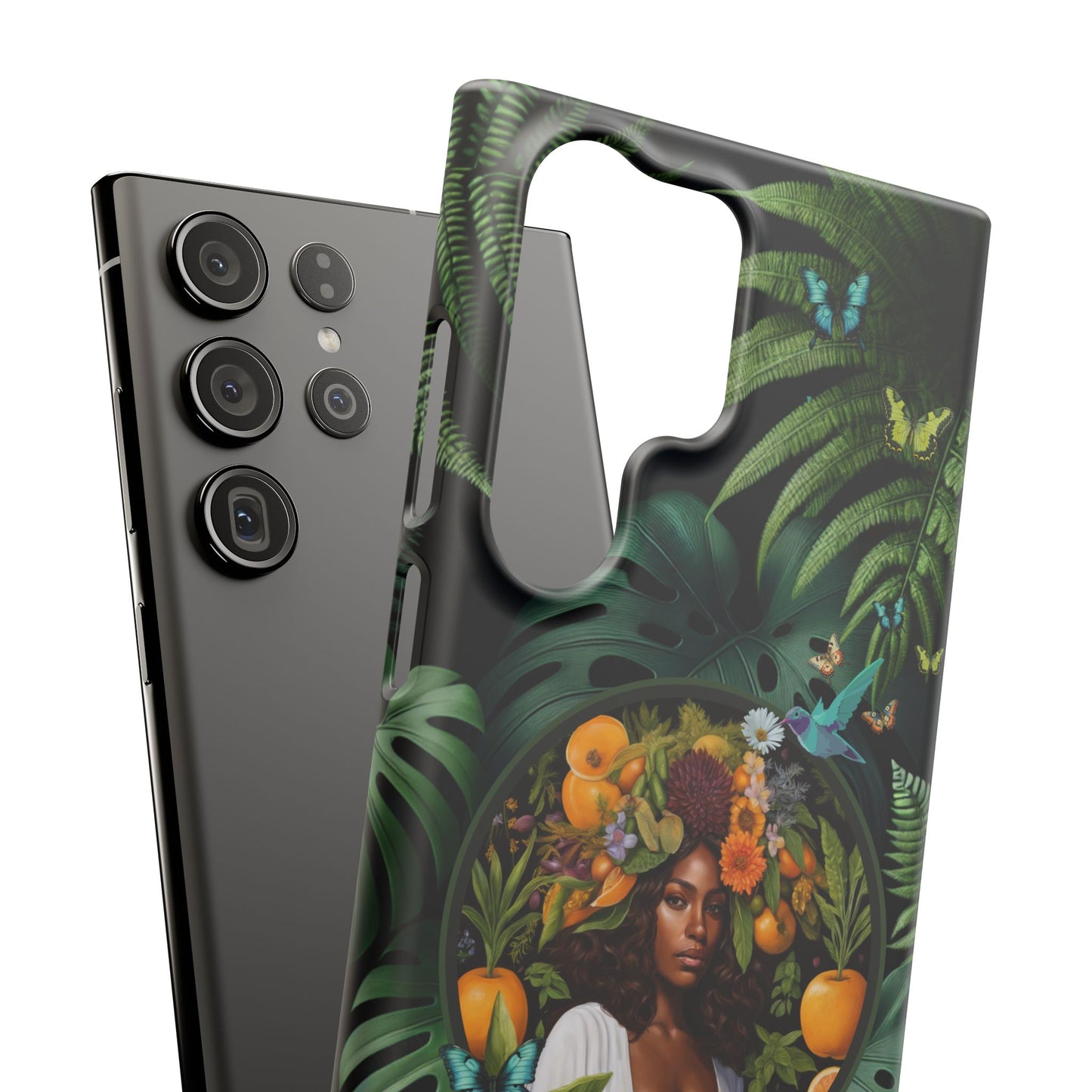 100% Organic A Fern Monstera Plant Garden Snap Phone Case with Black Woman, for iPhone and Android Models