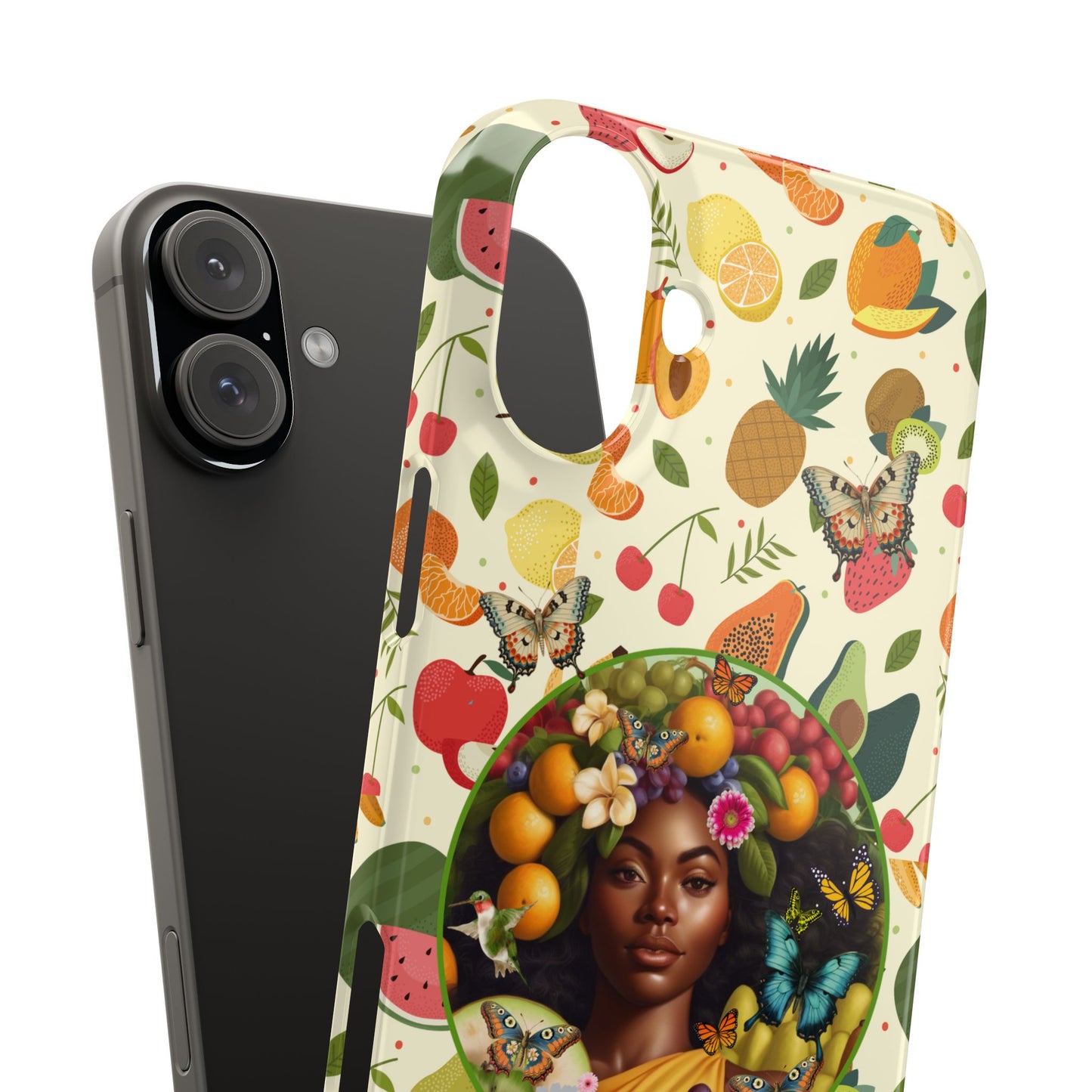 Organically Me Fruit & Veggie Queen Plant Garden Snap Phone Case with Black Woman, for iPhone and Android