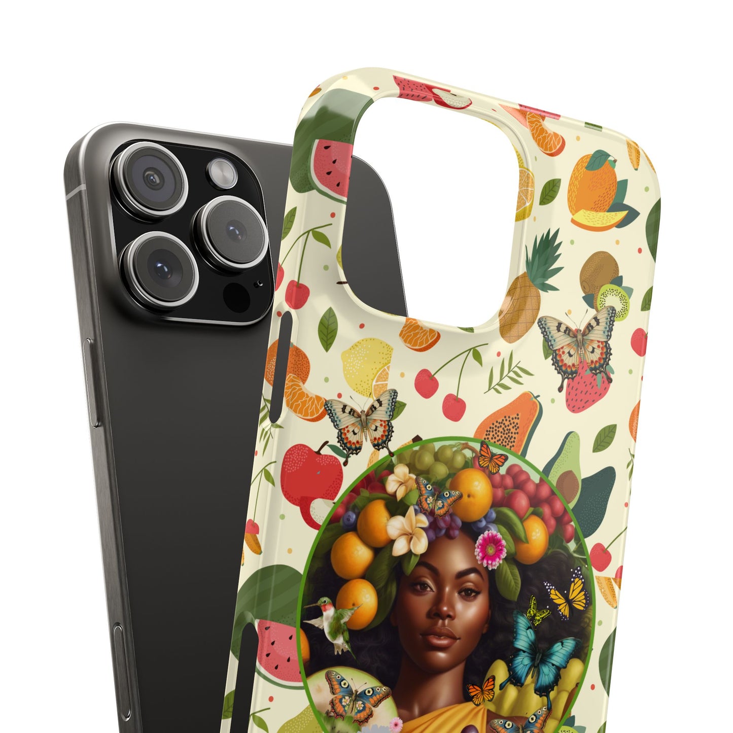 Organically Me Fruit & Veggie Queen Plant Garden Snap Phone Case with Black Woman, for iPhone and Android