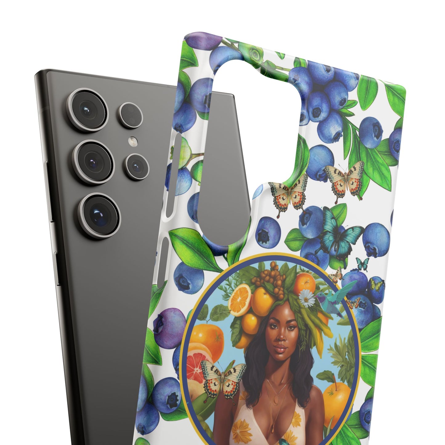 Organically Me Blueberry Plant B Garden Snap Phone Case with Black Woman, for iPhone and Android