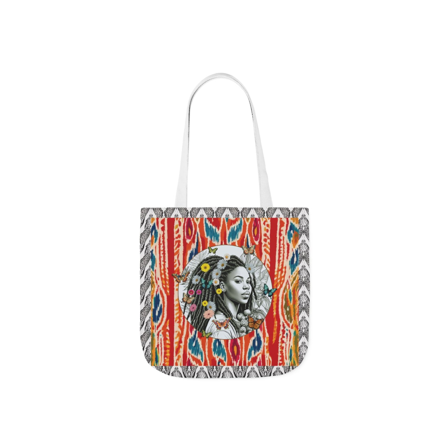 100% Me Ikat Laney Locs Garden-themed 13" tote bag, purse, workout bag, yoga bag with Black Women