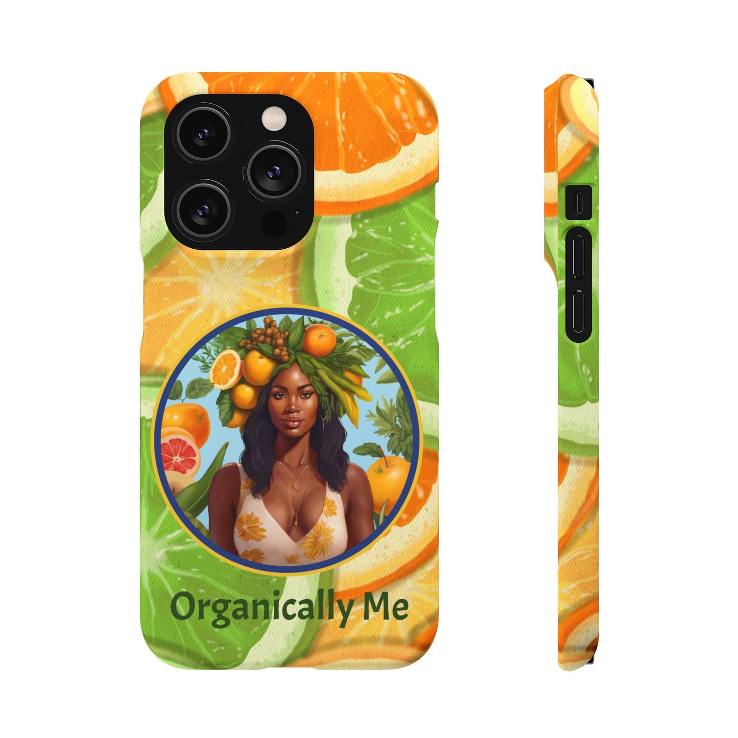 Organically Me Citrus Fruits Garden Snap Phone Case with Black Woman, Veggie Chic for Androids and iPhone models