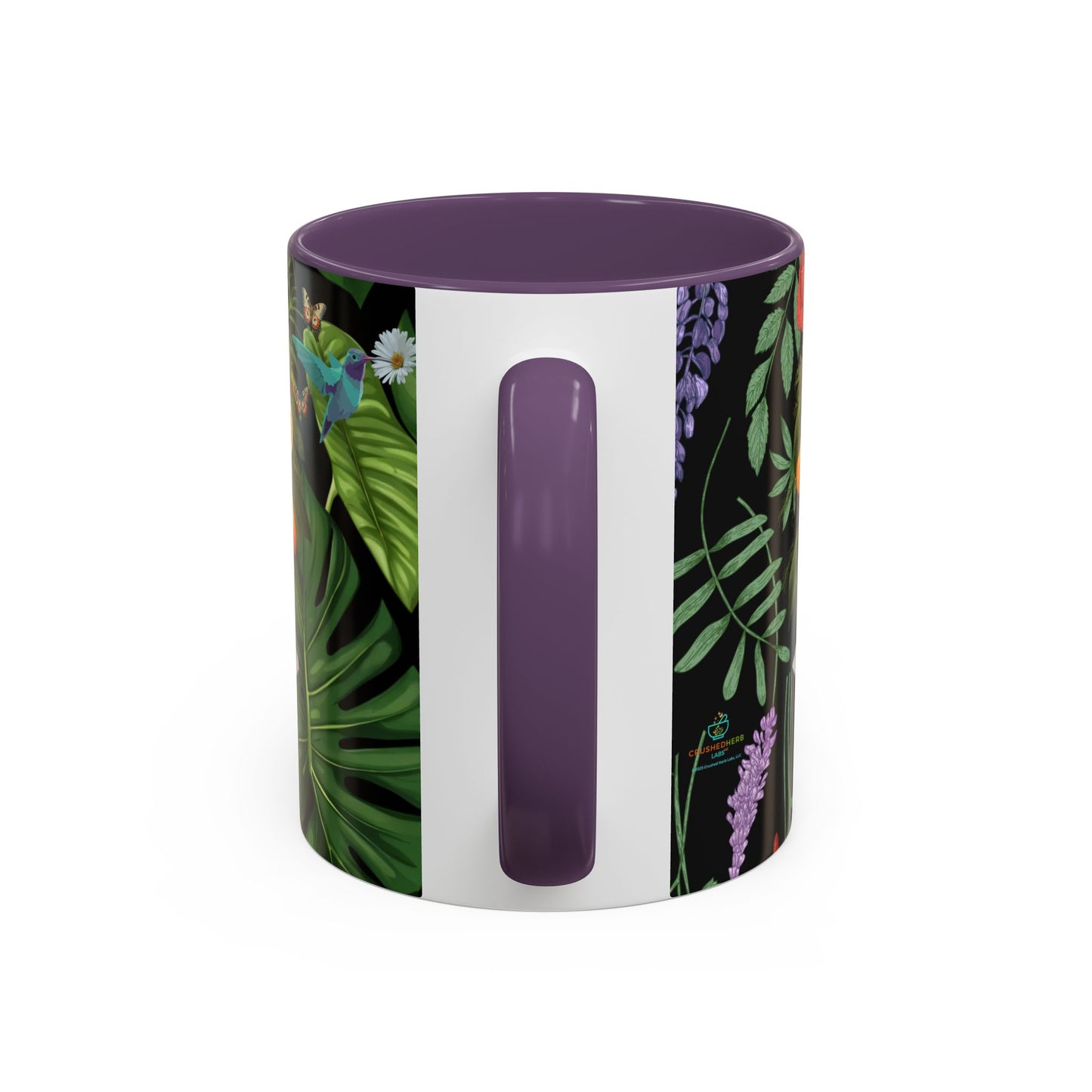100% Organic Black Jungle Plant Garden Vegan Ceramic Plant Mug with (11oz) 8 Color Combos Double-Side Design