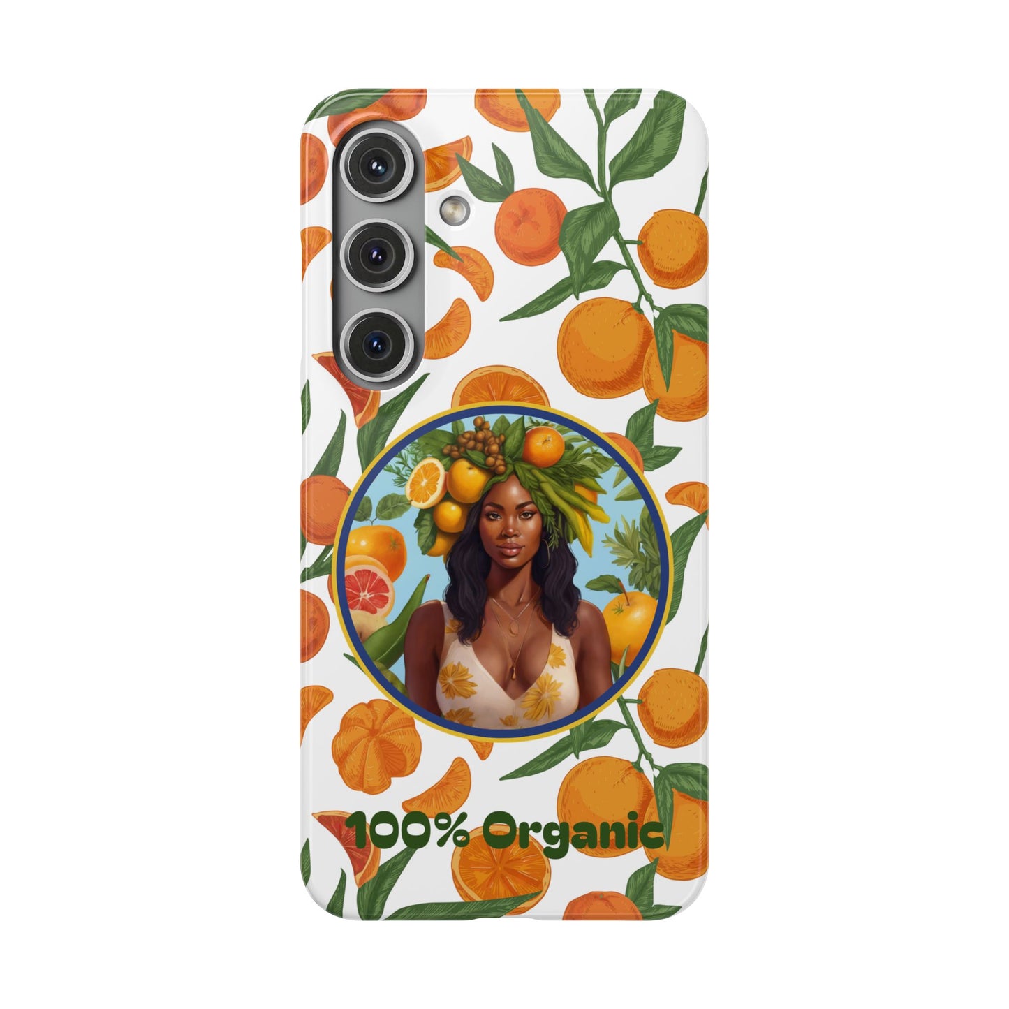 100% Organic Orange Plant Garden Snap Phone Case with Black Woman, Veggie Chic for Androids and iPhone models