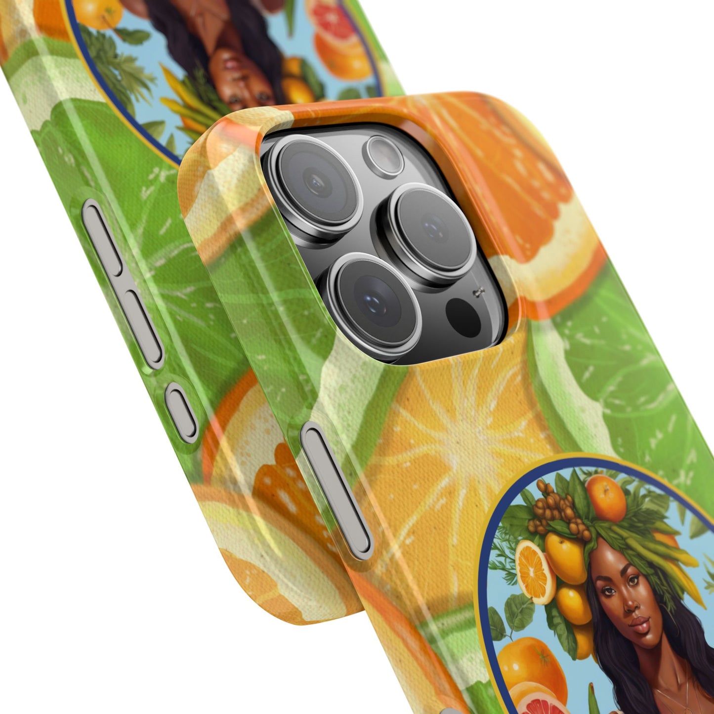 Organically Me Citrus Fruits Garden Snap Phone Case with Black Woman, Veggie Chic for Androids and iPhone models