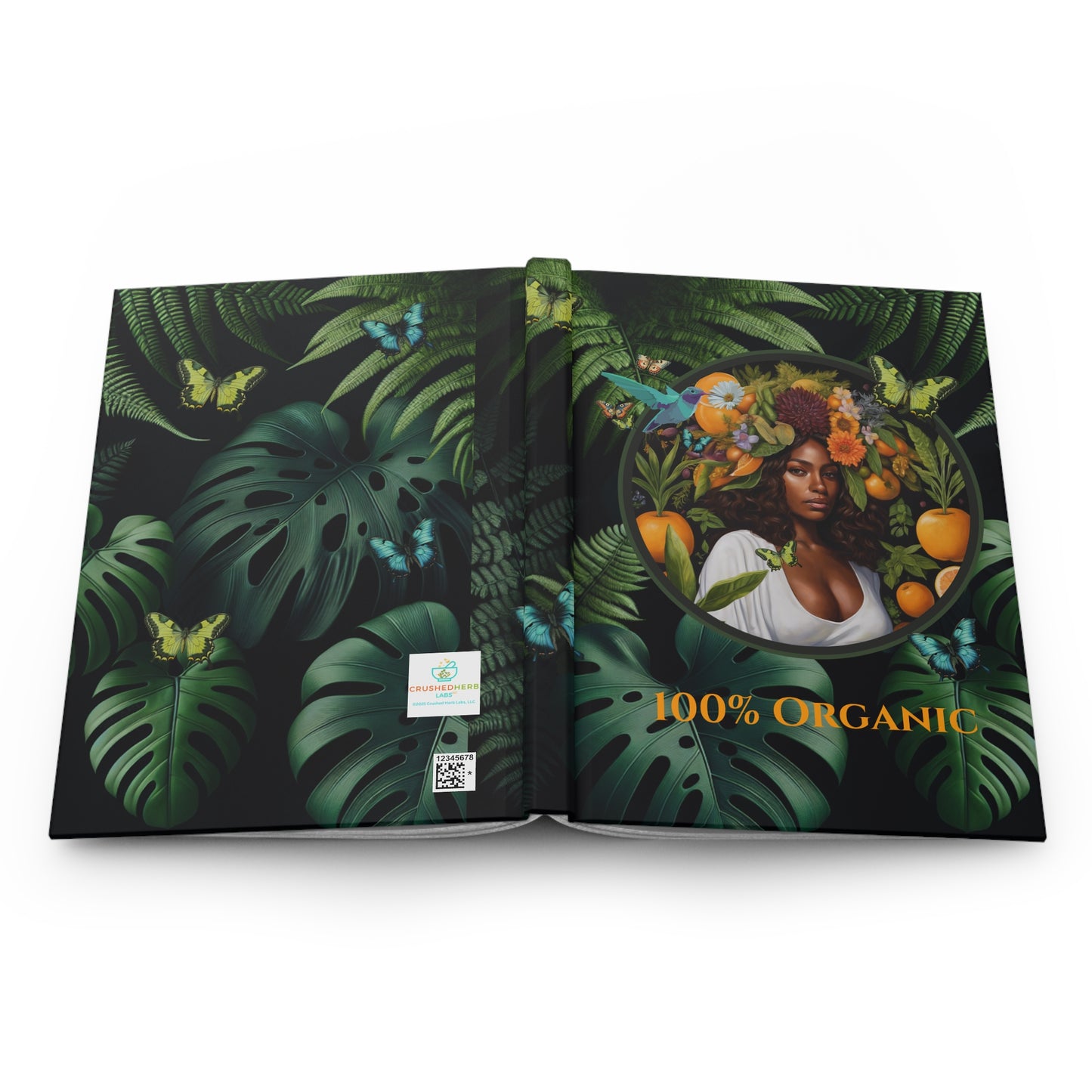 100% Organic A Fern Monstera Plant Garden & Vegan Hardcover Journal, Matte 150 pages, Black women