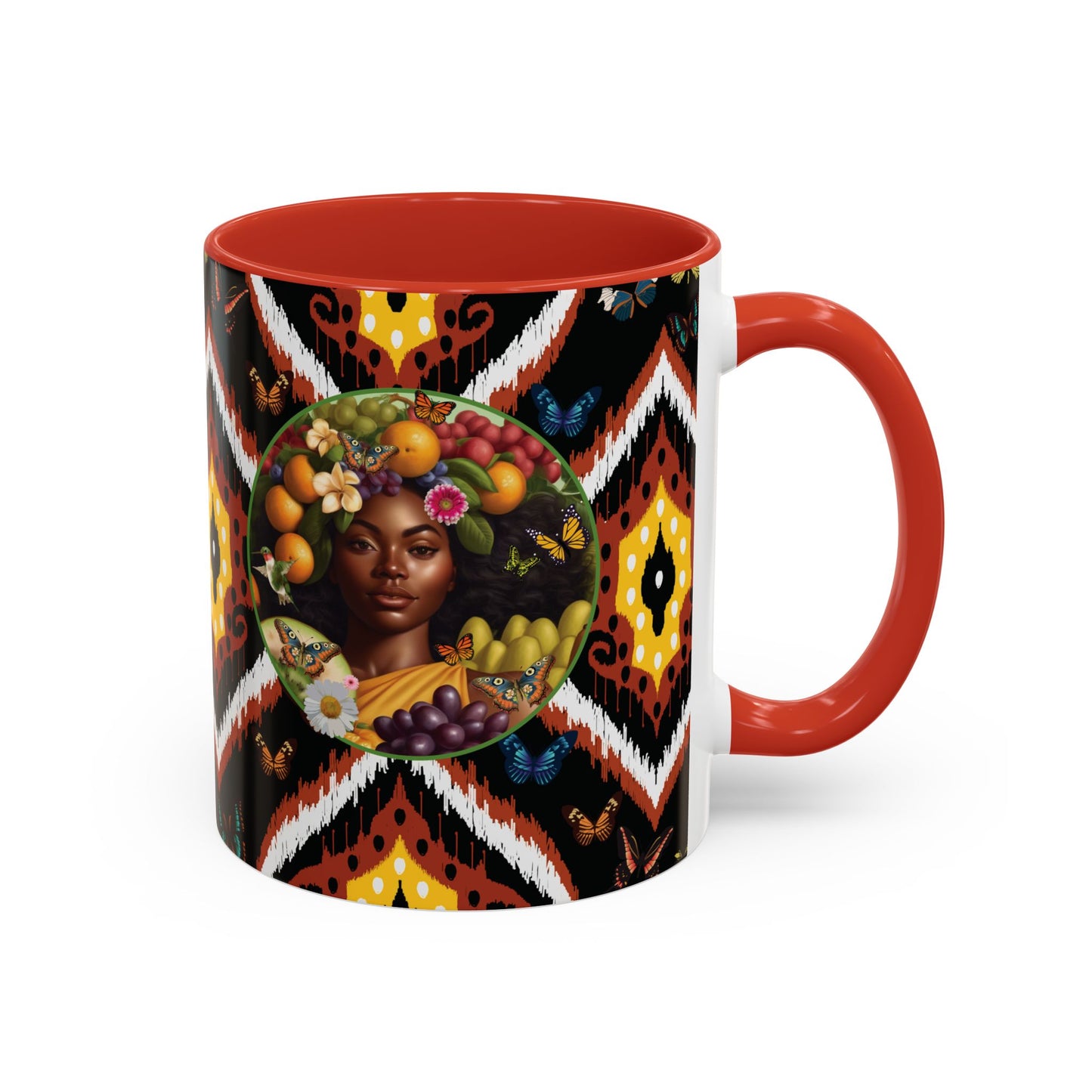 Organically Me A.1 Tribal Butterfly Plant Garden Vegan Ceramic Plant Mug with Black woman (11oz) 8 Color Combos