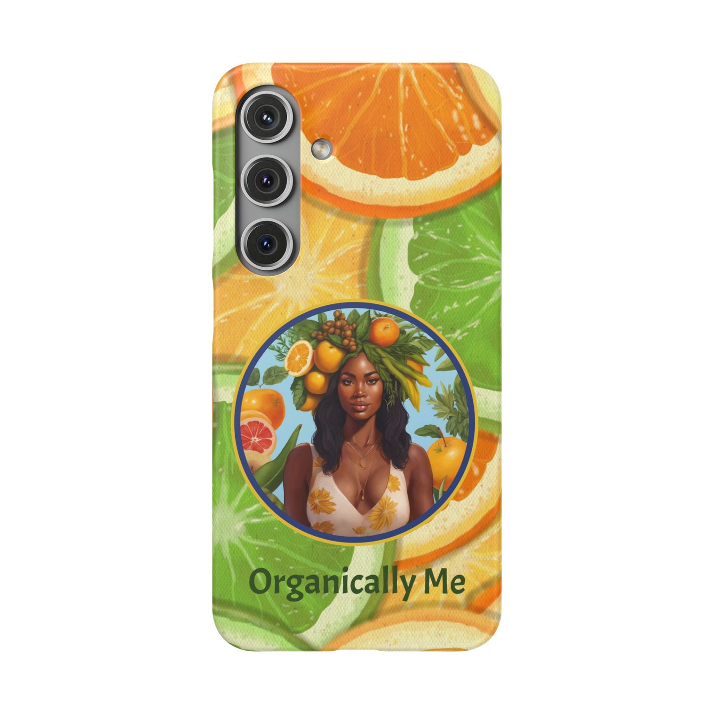 Organically Me Citrus Fruits Garden Snap Phone Case with Black Woman, Veggie Chic for Androids and iPhone models
