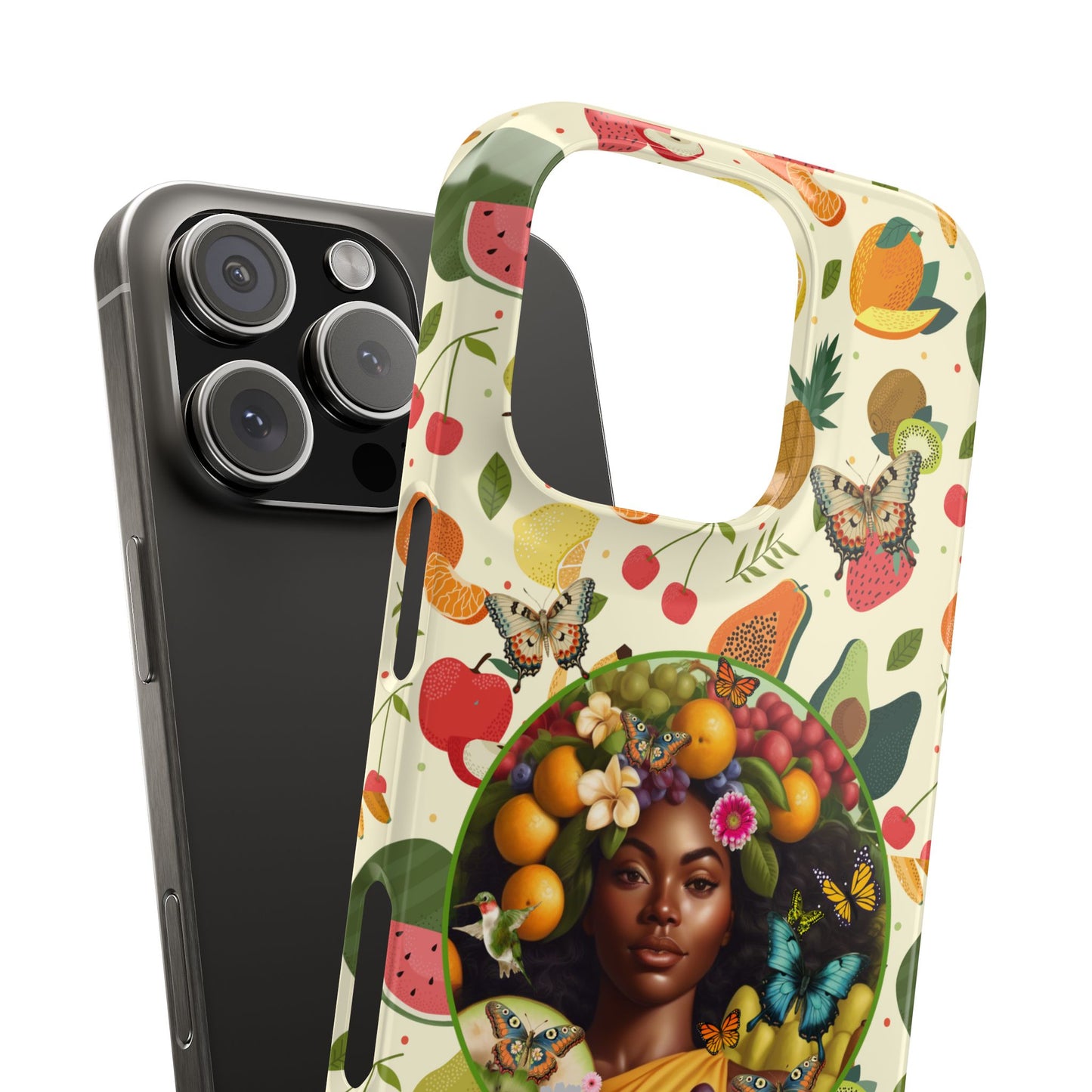 Organically Me Fruit & Veggie Queen Plant Garden Snap Phone Case with Black Woman, for iPhone and Android