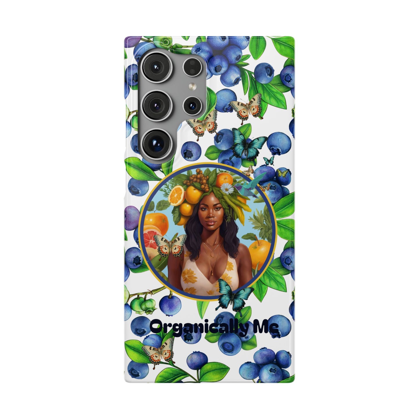 Organically Me Blueberry Plant B Garden Snap Phone Case with Black Woman, for iPhone and Android